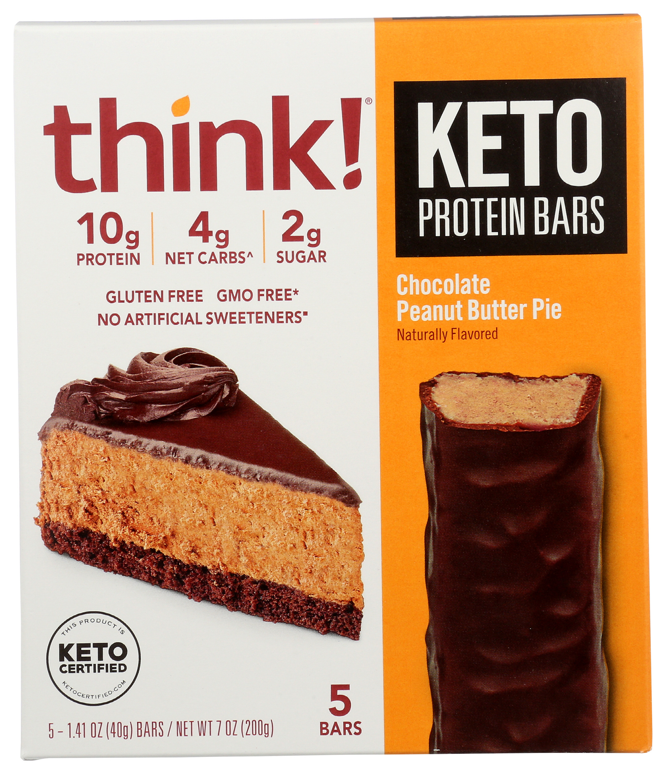 think! Keto Chocolate Peanut Butter Pie Protein Bars