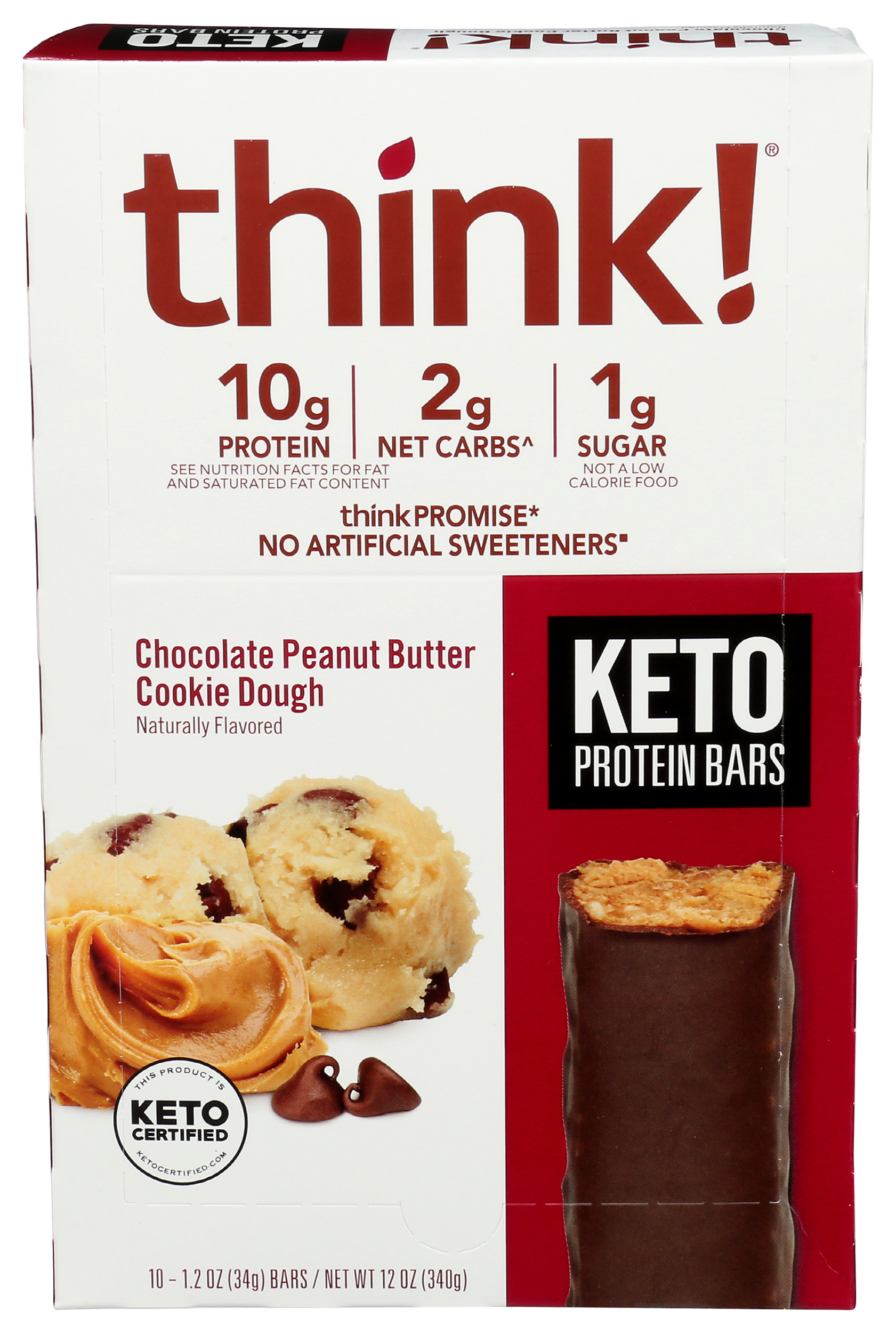 think! Keto Chocolate Peanut Butter Cookie Dough Protein Bars