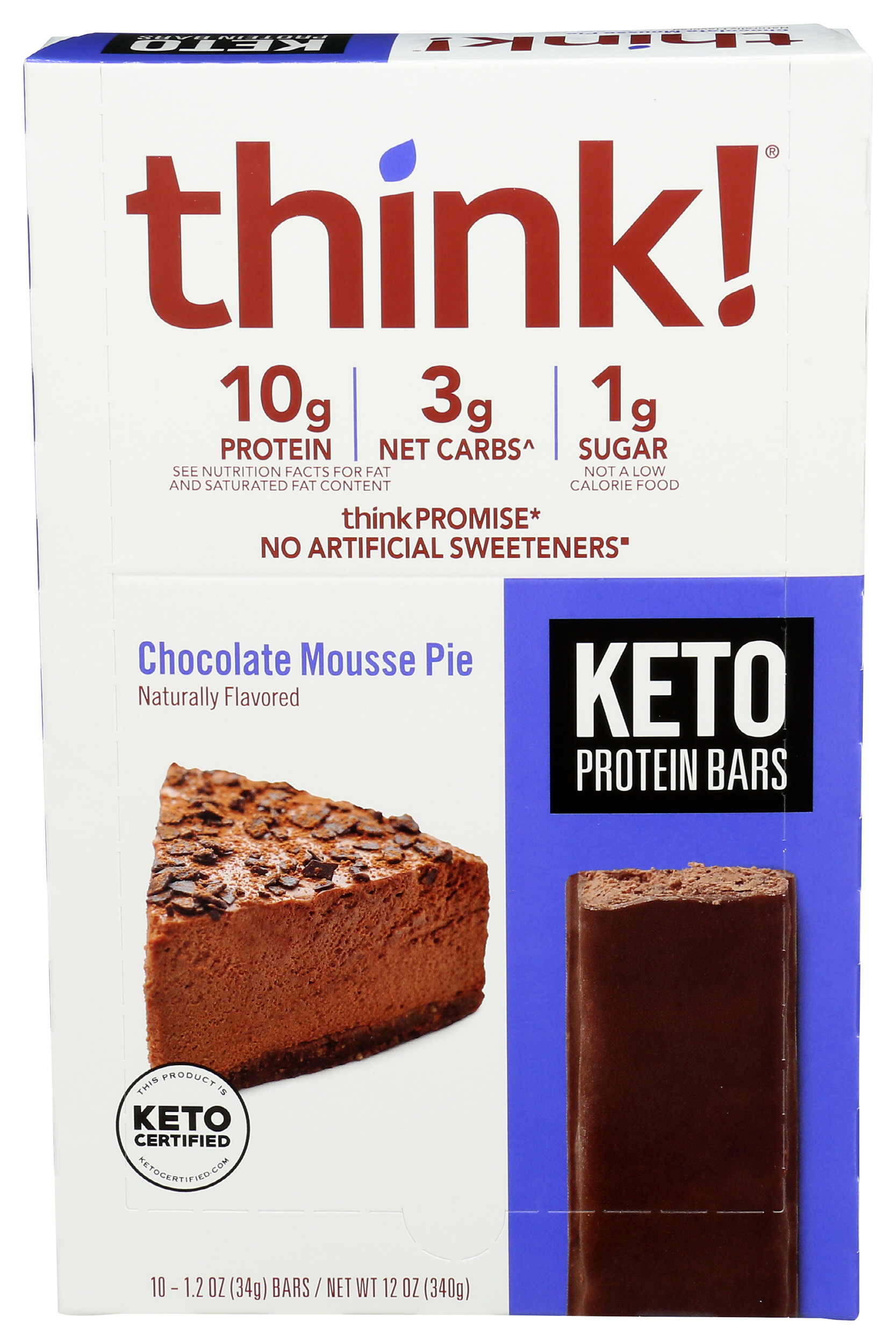 think! Keto Chocolate Mousse Pie Protein Bars