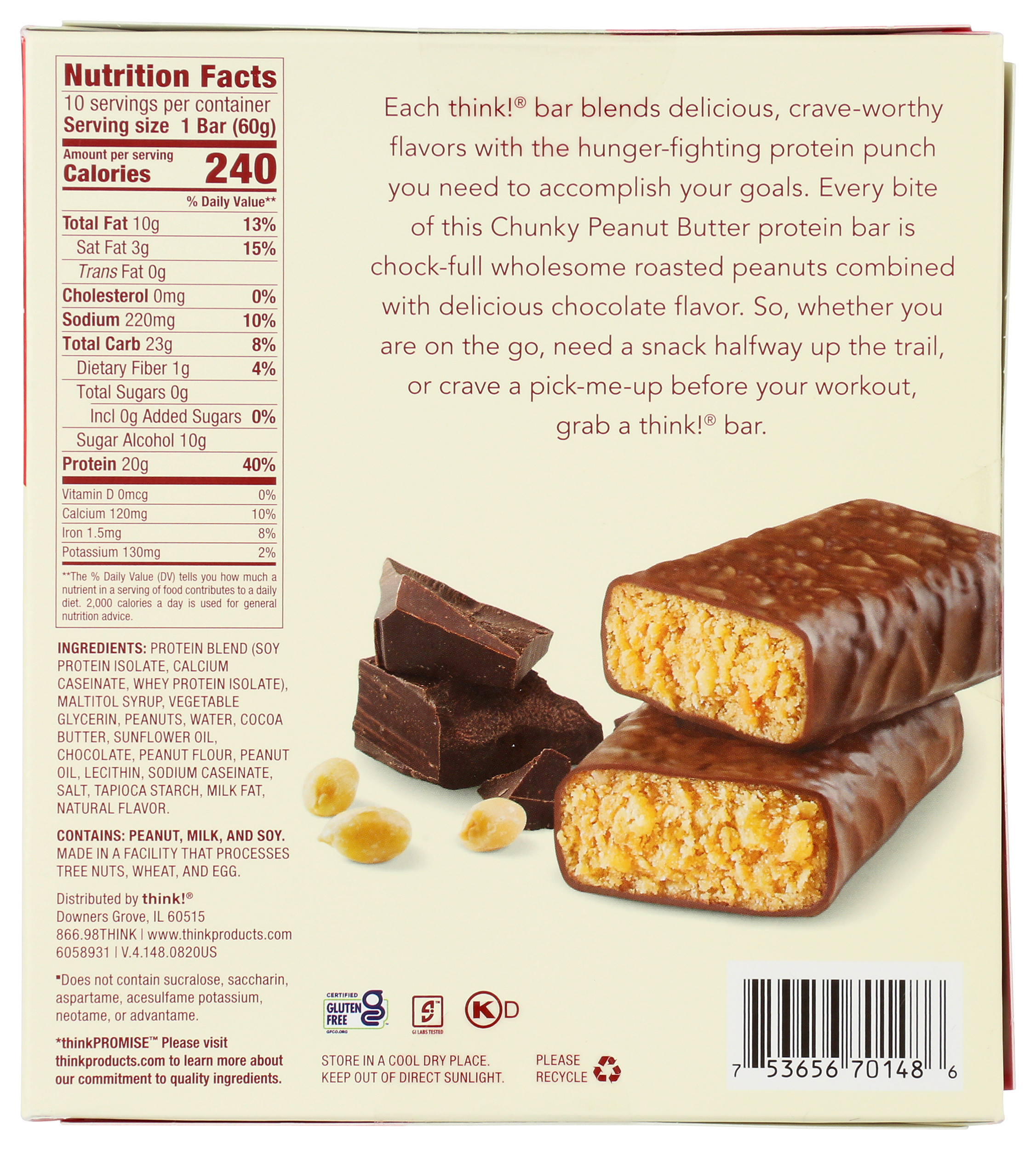 think! High Protein Chunky Peanut Butter Bars