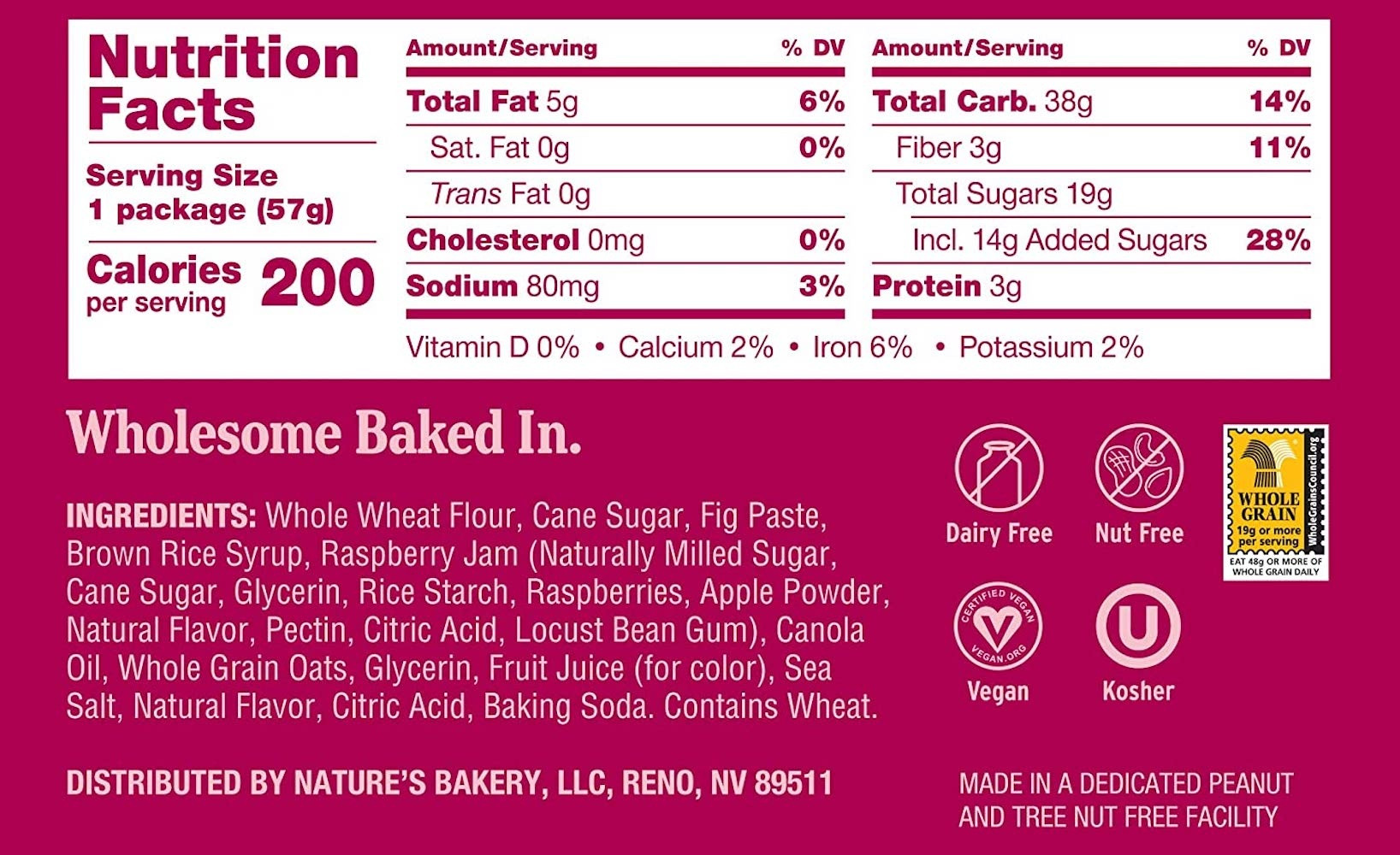 Nature's Bakery Whole Wheat Raspberry Fig Bar