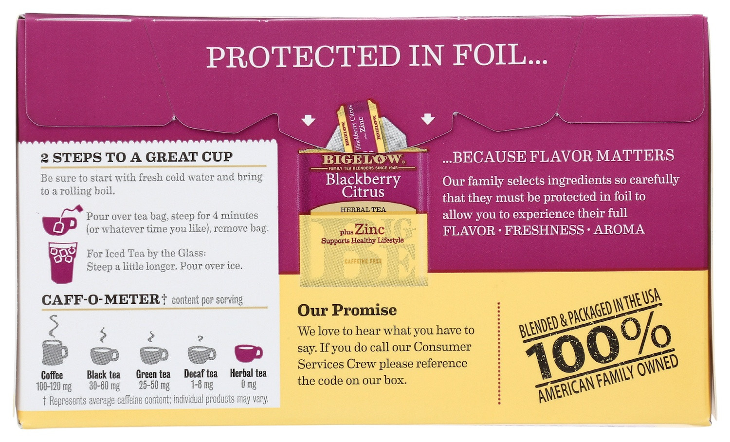 Bigelow Blackberry Citrus Herbal Tea Plus Zinc