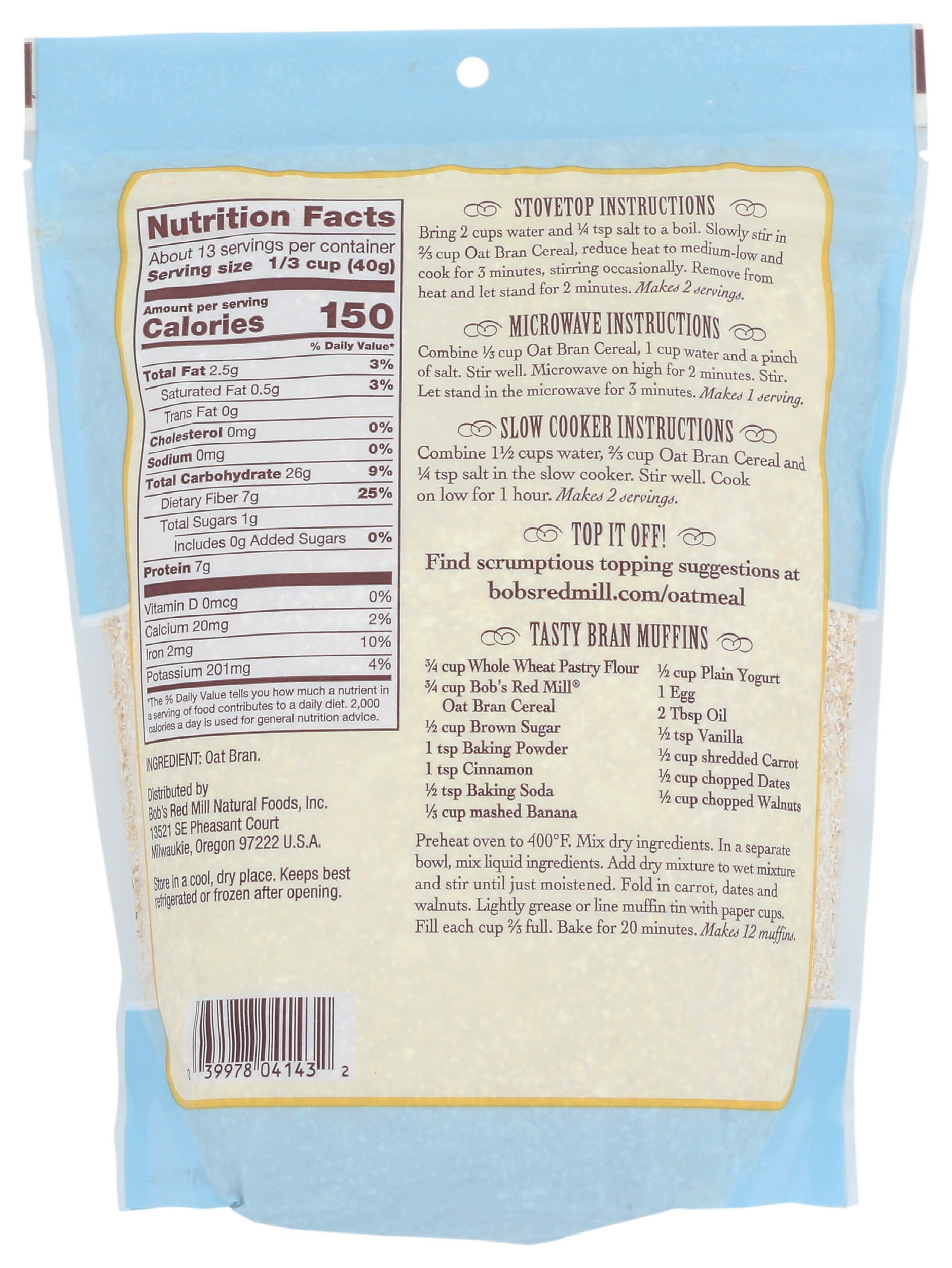 Bob's Red Mill High Fiber Oat Bran Hot Cereal