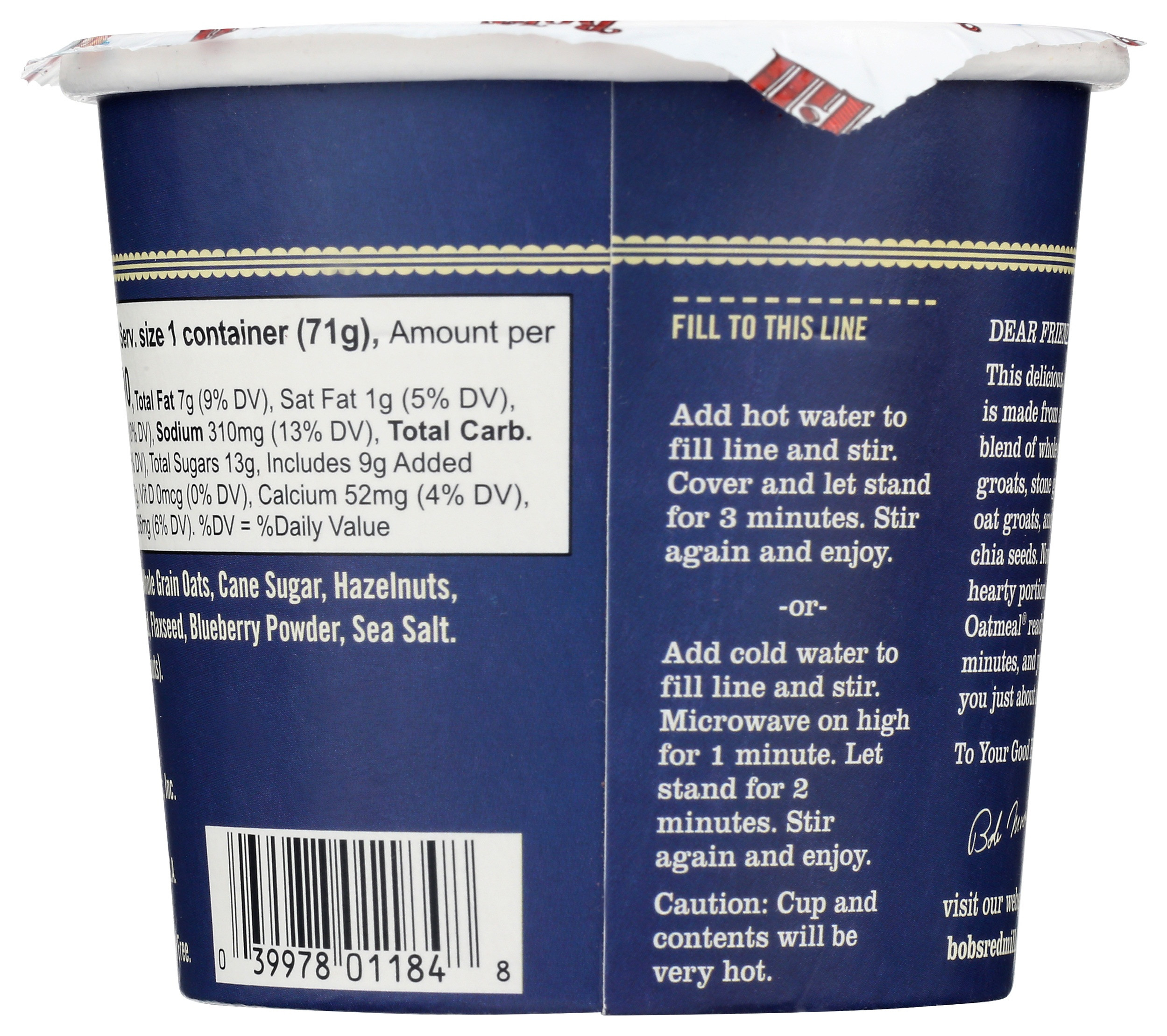 Bob's Red Mill Gluten Free Blueberry Hazelnut Oatmeal Cup