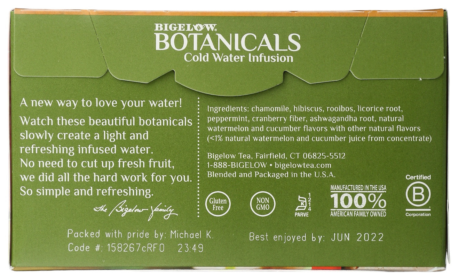 Bigelow Botanicals Watermelon Cucumber Mint Tea