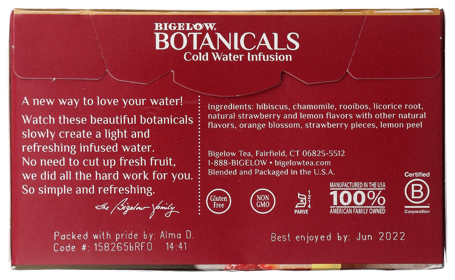 Bigelow Botanicals Strawberry Lemon Orange Blossom Tea