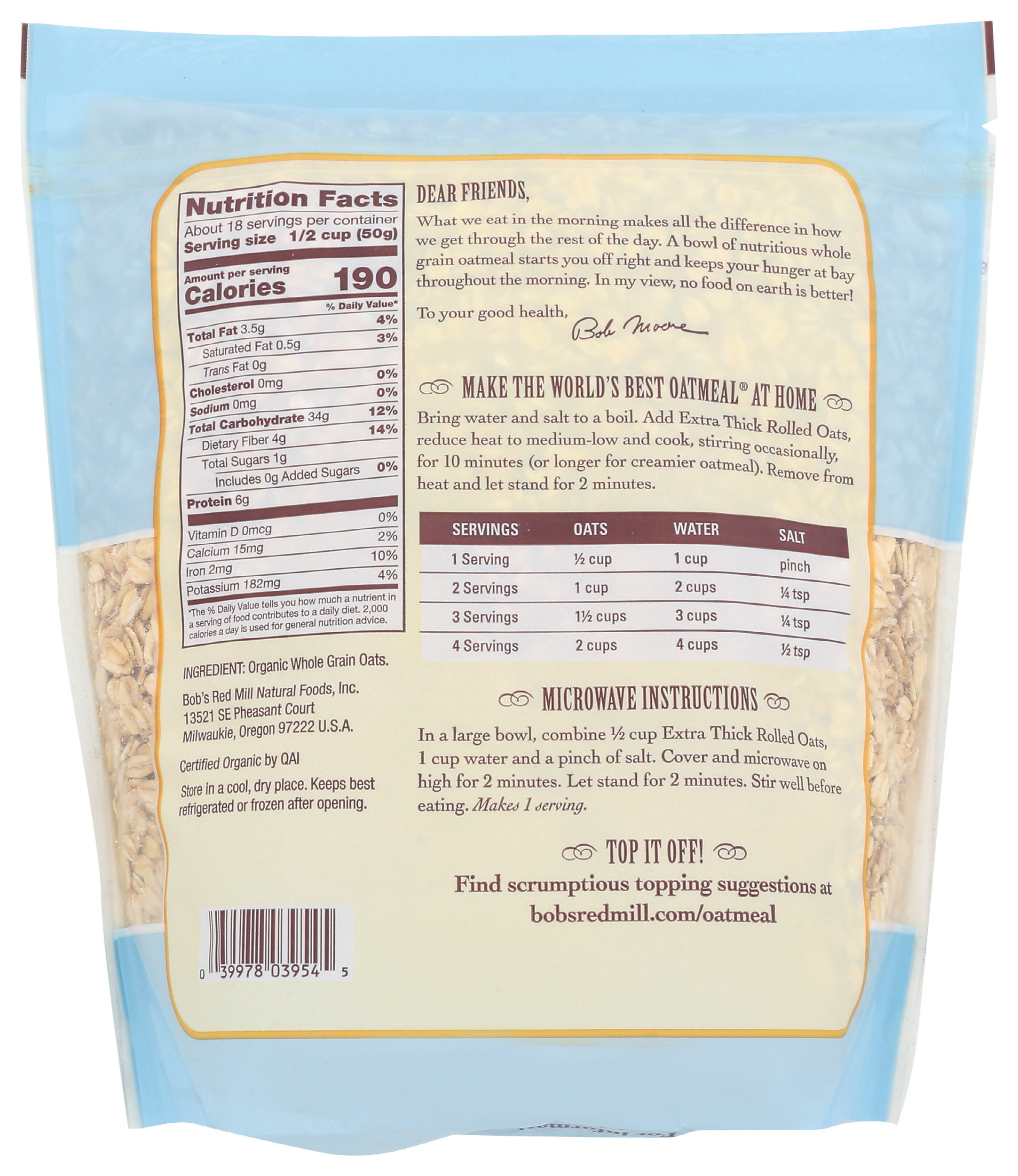 Bob's Red Mill Organic Extra Thick Rolled Oats