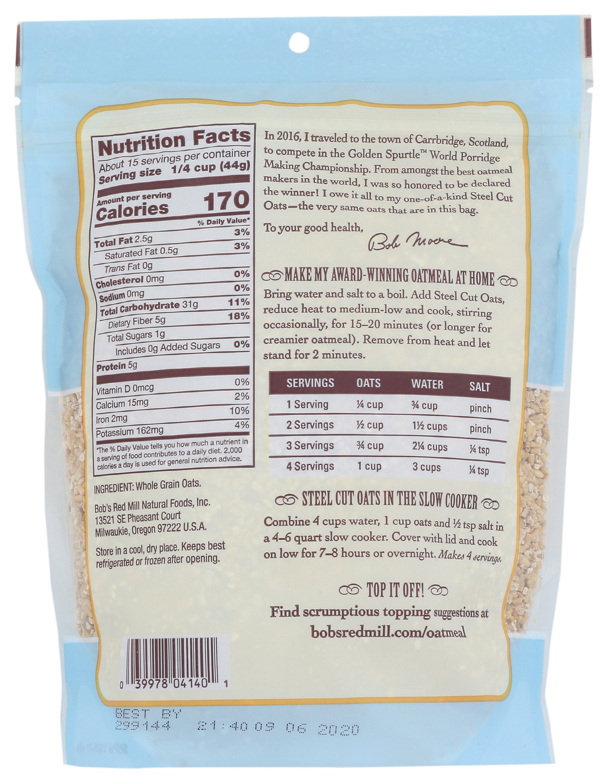 Bob's Red Mill Steel Cut Oats