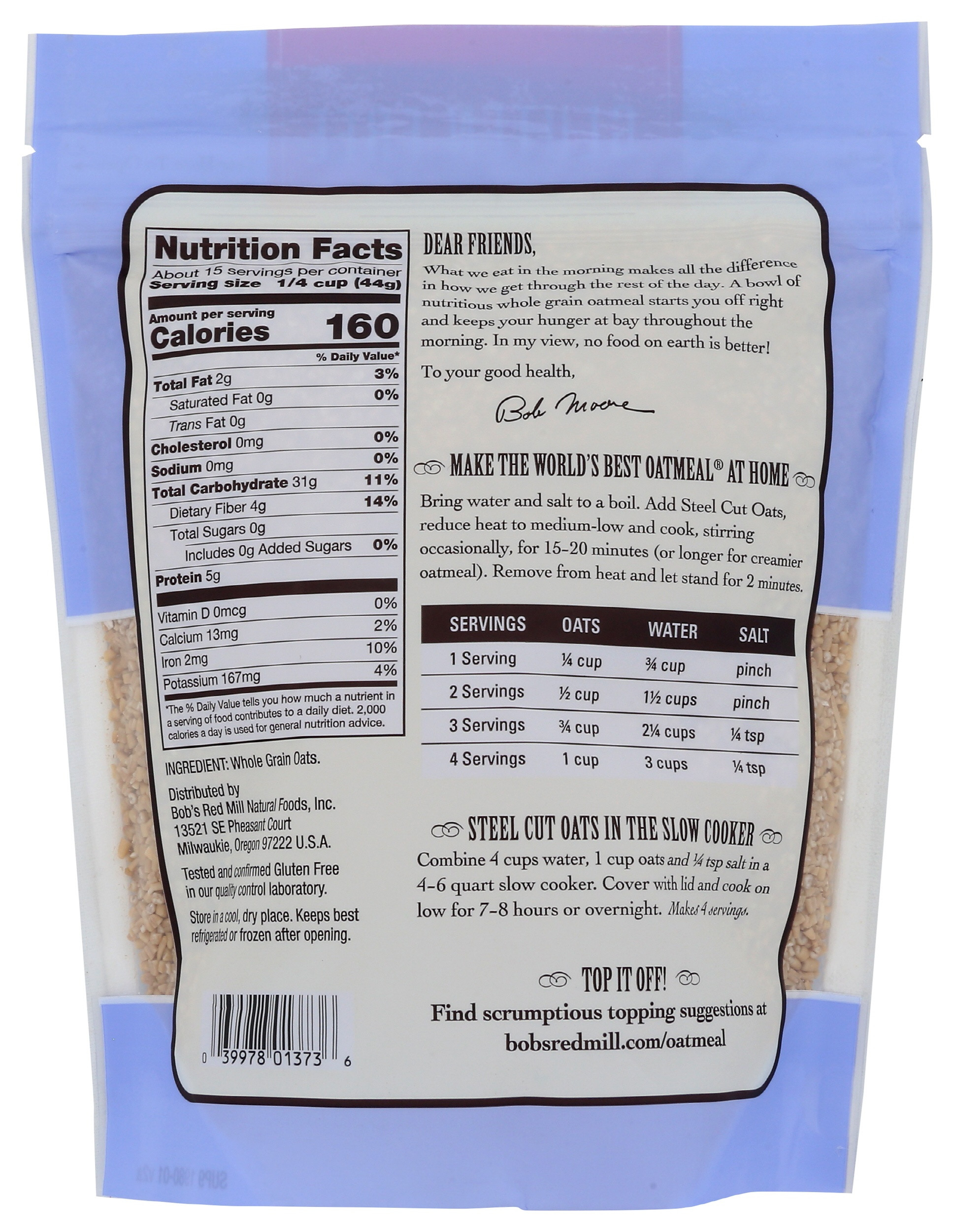 Bob's Red Mill Gluten Free Steel Cut Oats