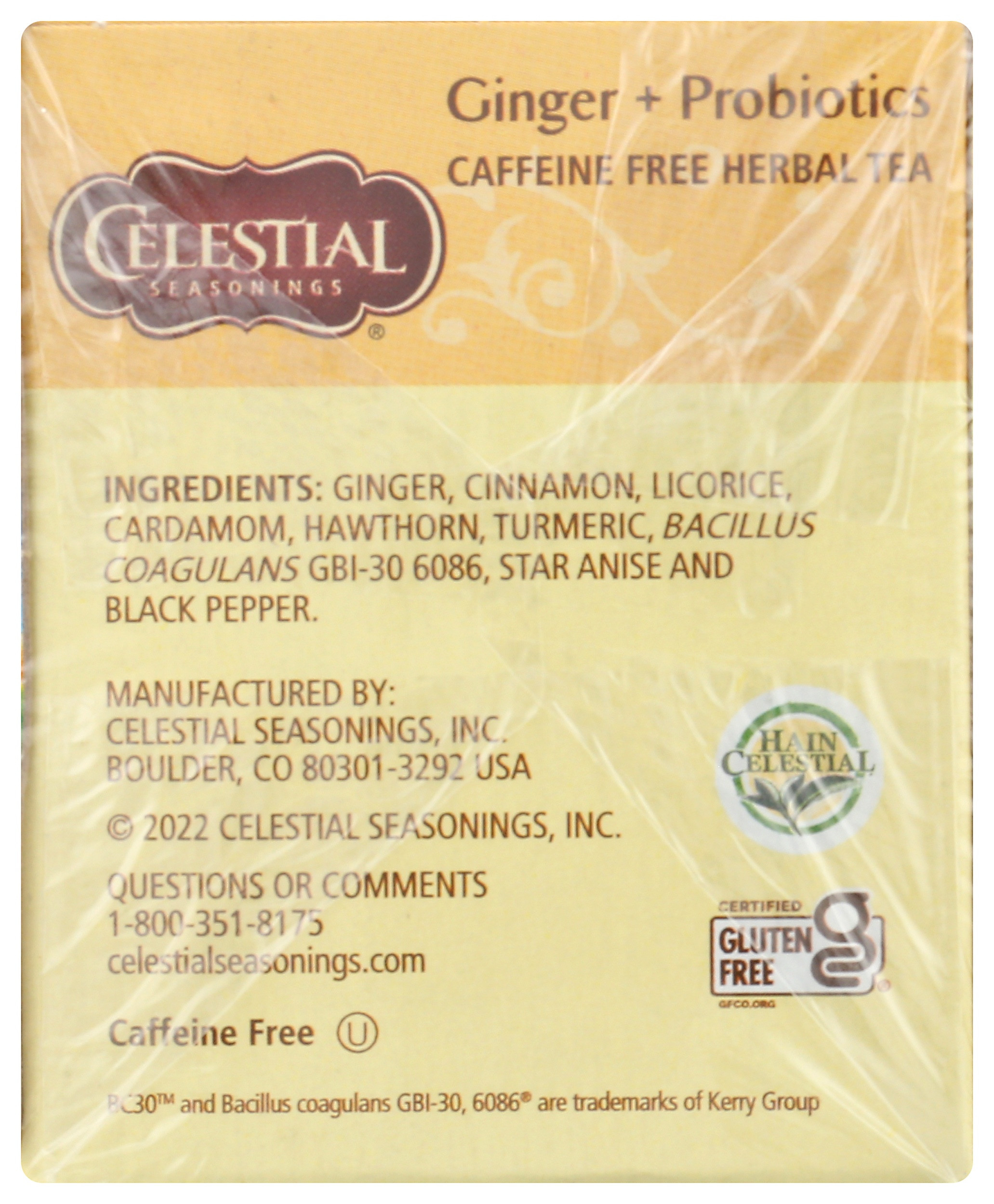 Celestial Seasonings Ginger + Probiotics Herbal Tea