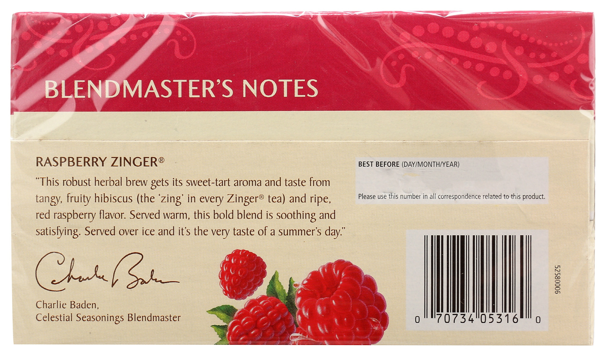 Celestial Seasonings Raspberry Zinger Herbal Tea