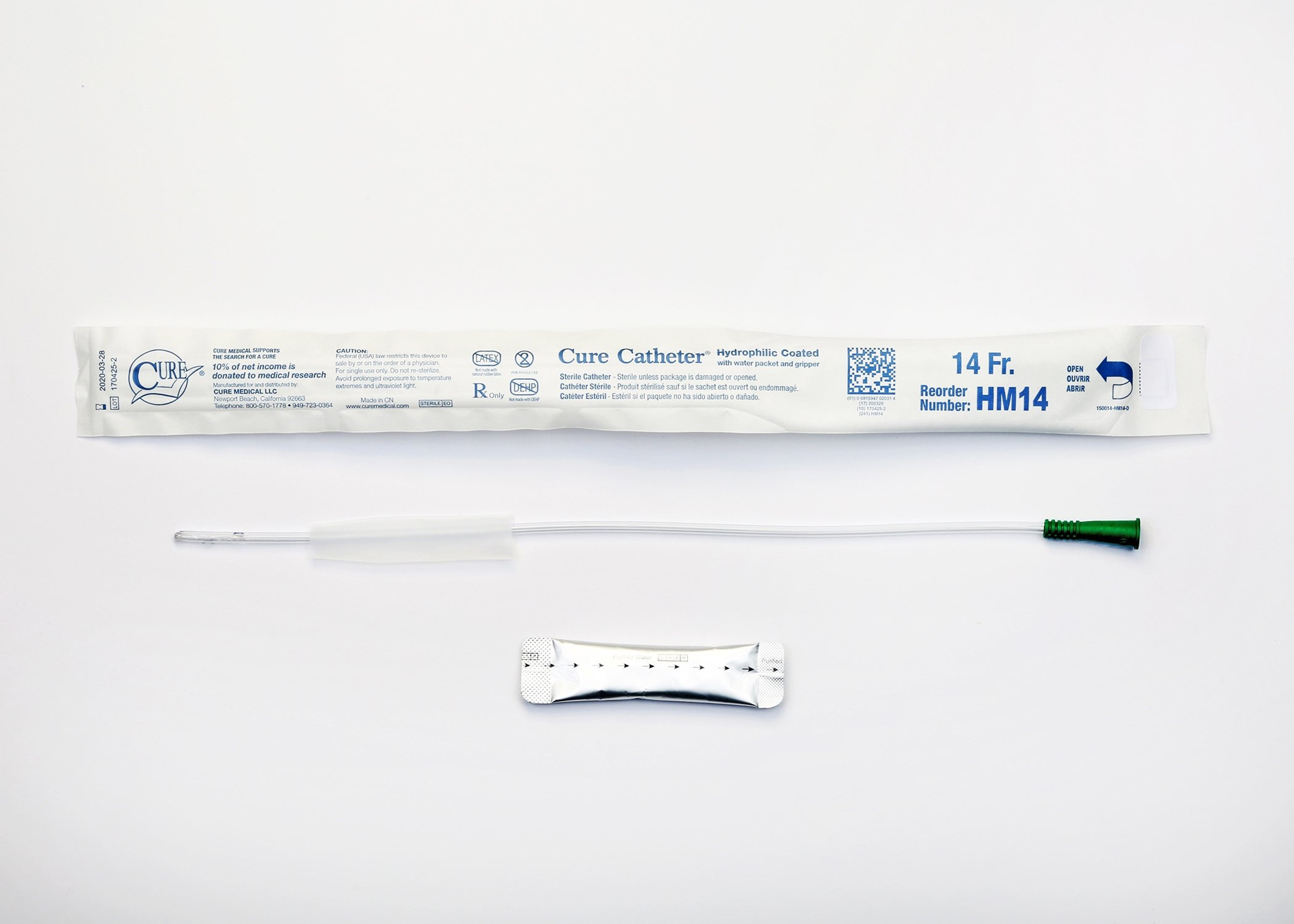 Cure Catheter Straight Tip Hydrophilic Coated