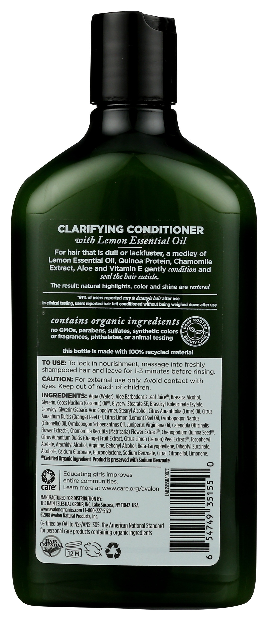 Avalon Organics Clarifying Lemon Conditioner