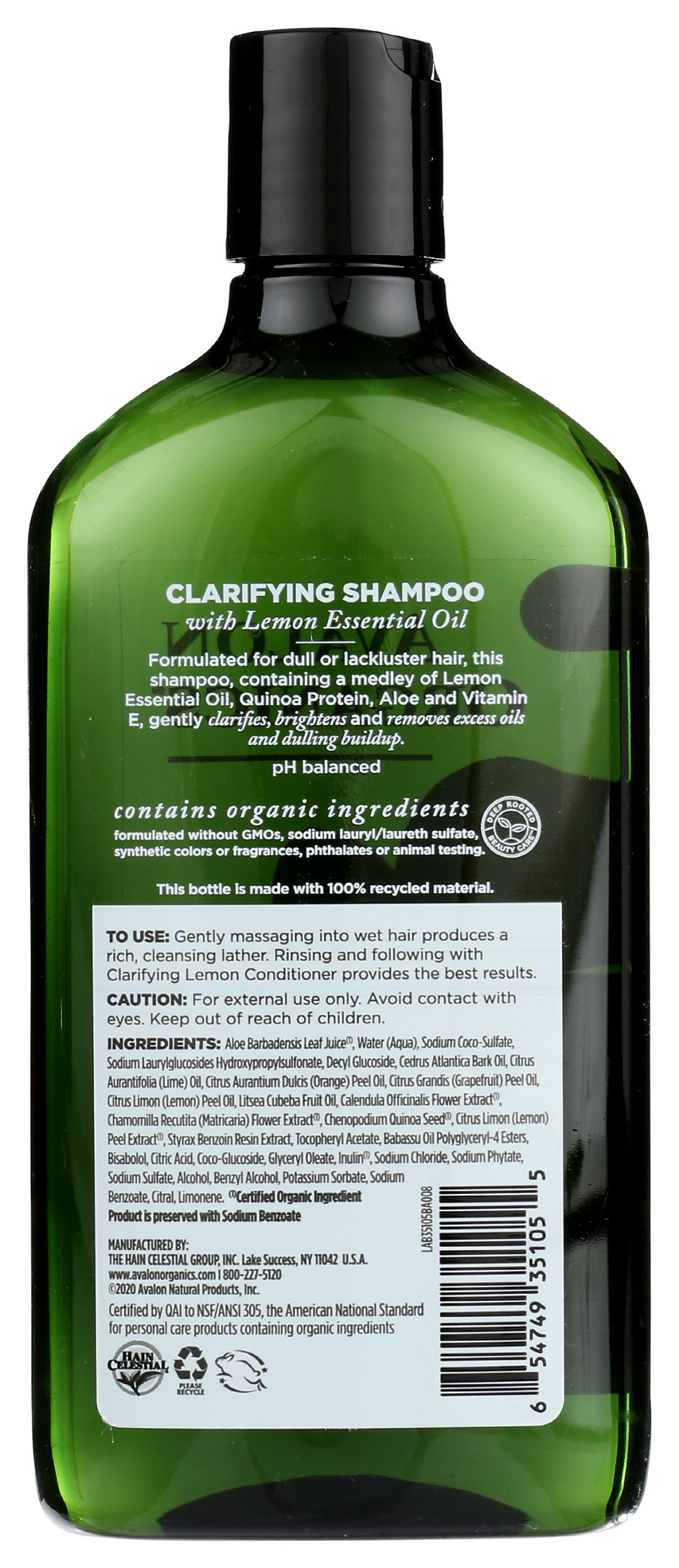 Avalon Organics Clarifying Lemon Shampoo