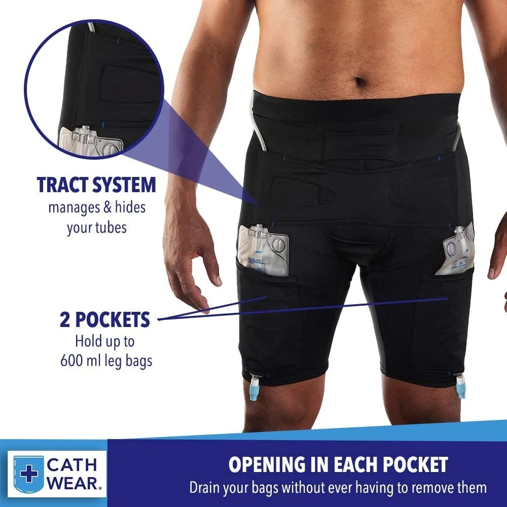 CathWear Unisex Catheter Underwear with Leg/Drainage Bag Holder