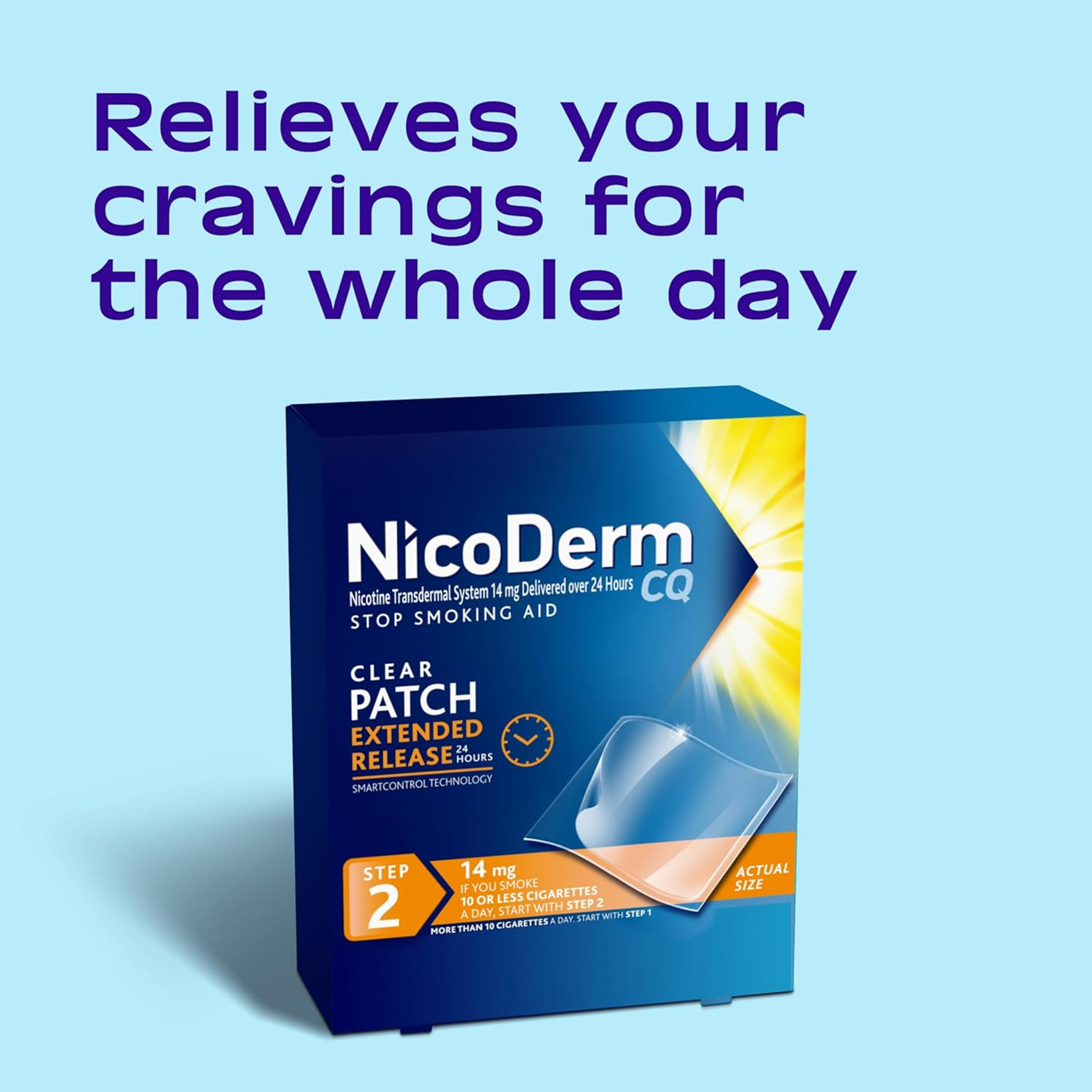 NicoDerm CQ Step 2 Nicotine Clear Patches to Quit Smoking 14 mg