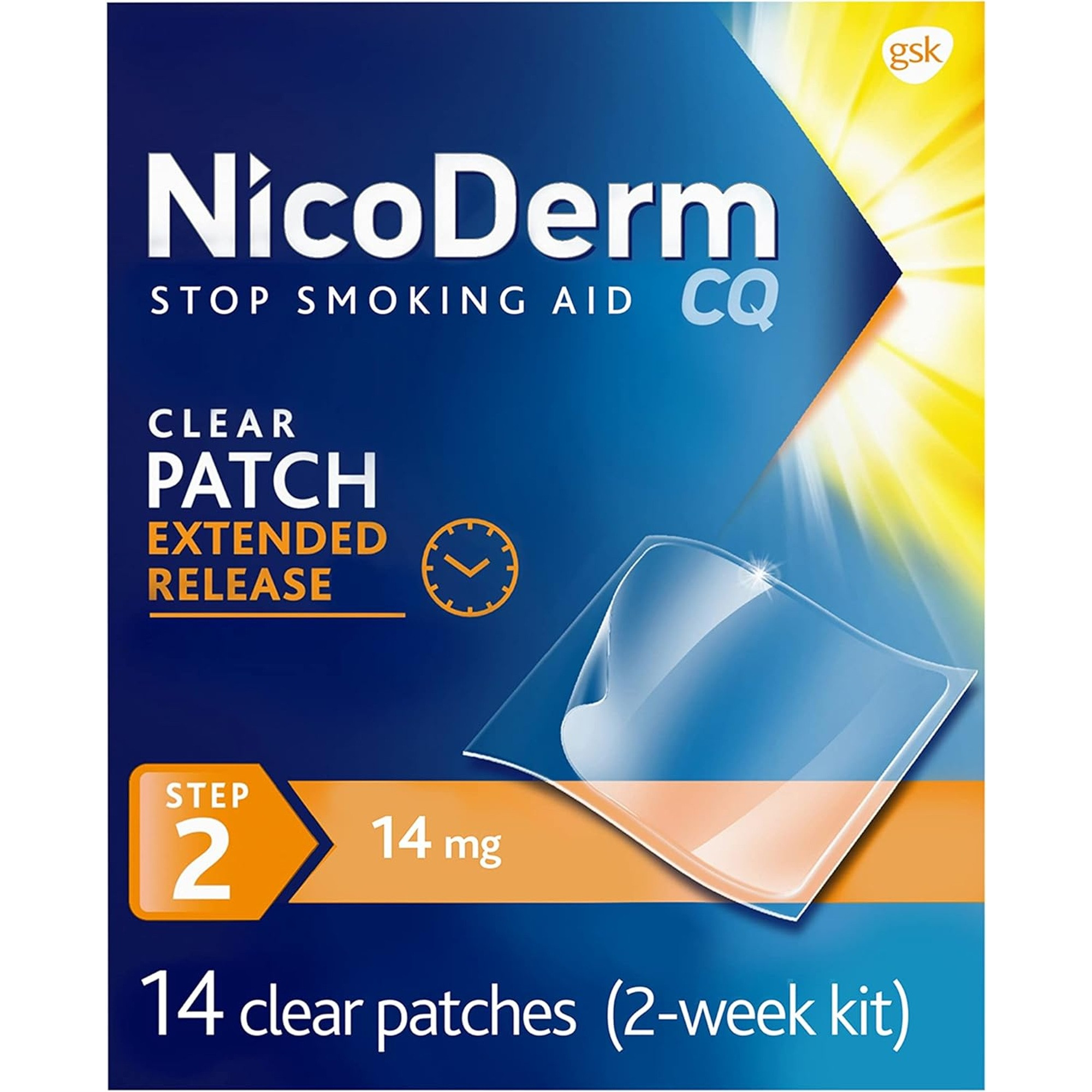 NicoDerm CQ Step 2 Nicotine Clear Patches to Quit Smoking 14 mg