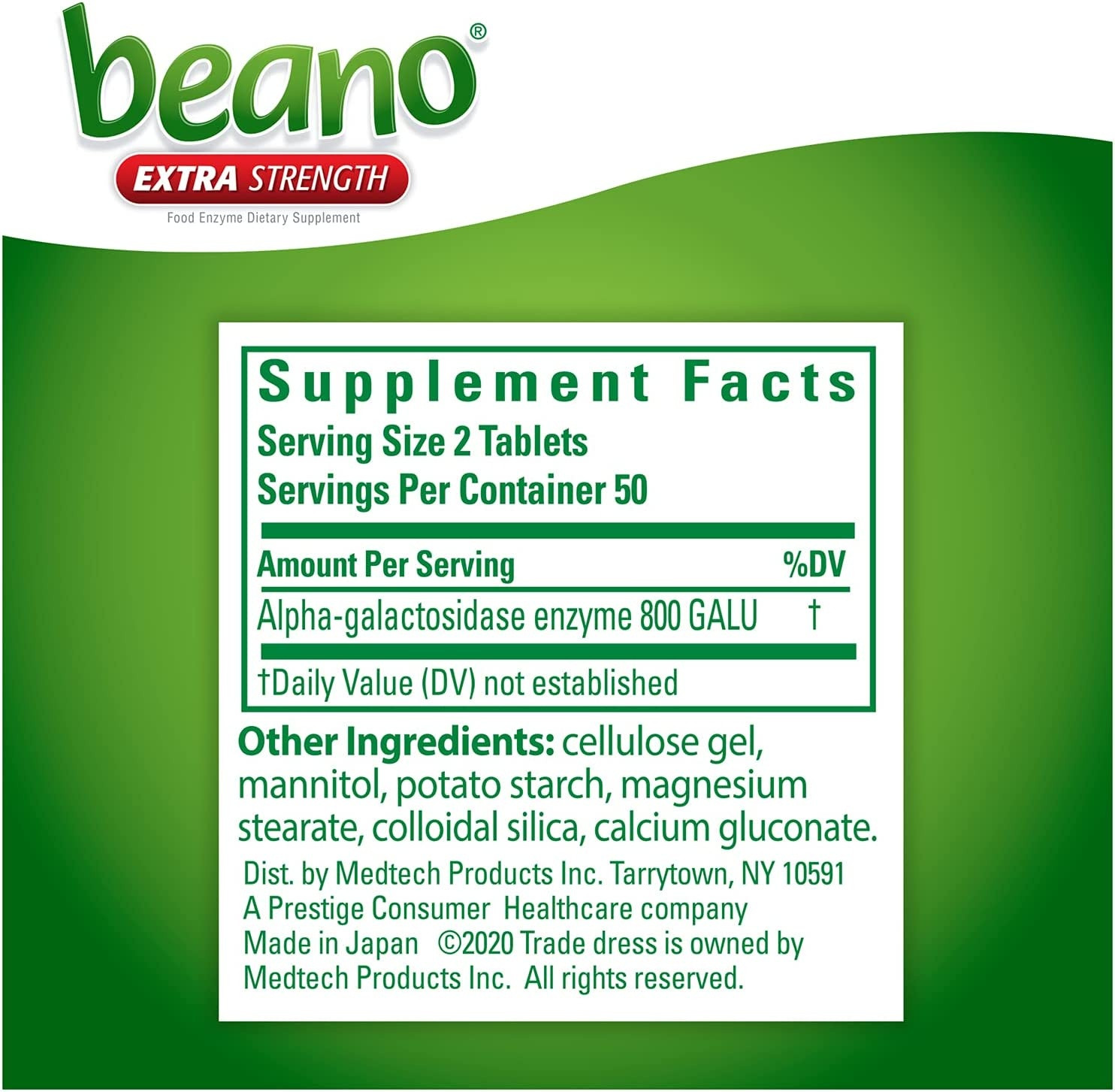 Beano Ultra 800, Gas Prevention and Digestive Enzyme Supplement
