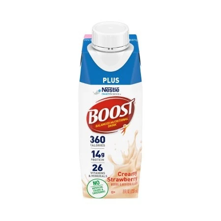 One Boost Carton Boost Plus Balanced Nutritional Drink, Carton, Creamy Strawberry, 8 oz.