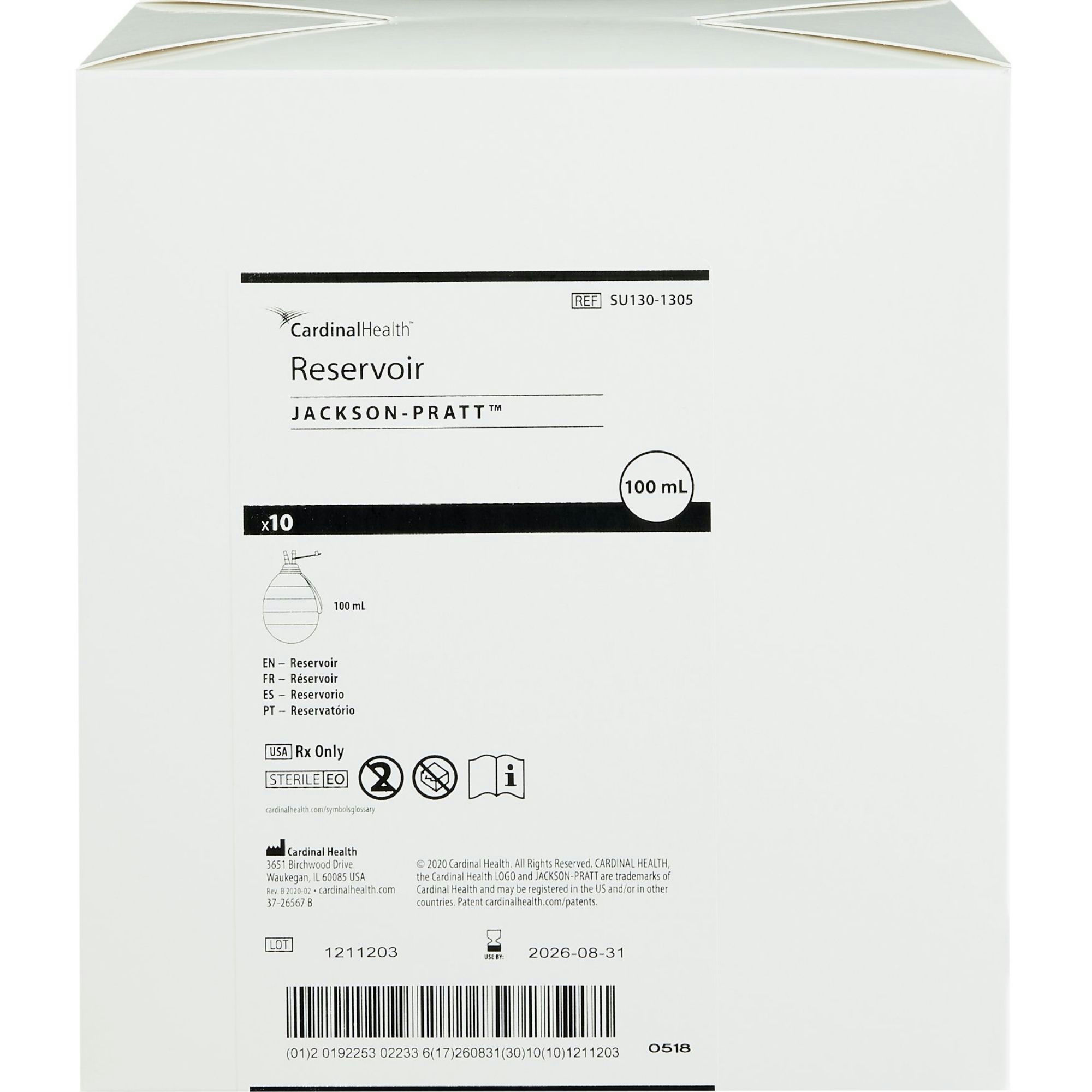 Cardinal Health Jackson-Pratt Silicone Bulb Reservoir, 100cc