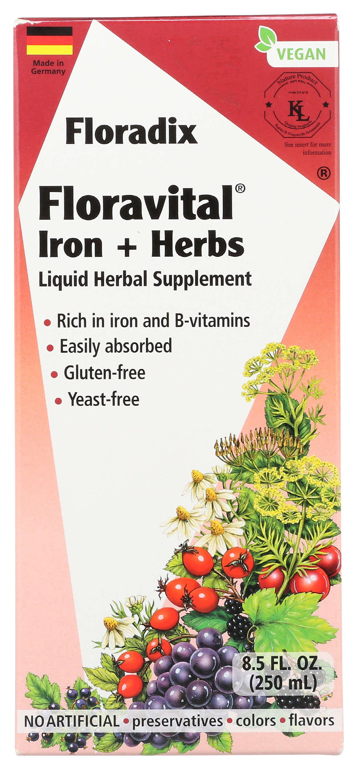 Floravital Iron + Herbs Liquid Supplement Carewell