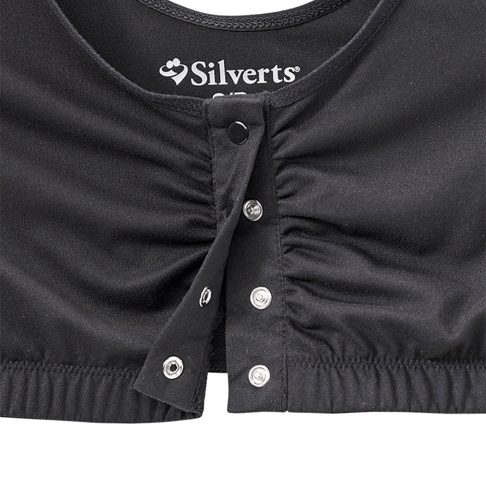 Silverts Women's Adaptive Front Snap Closure Bra, Black