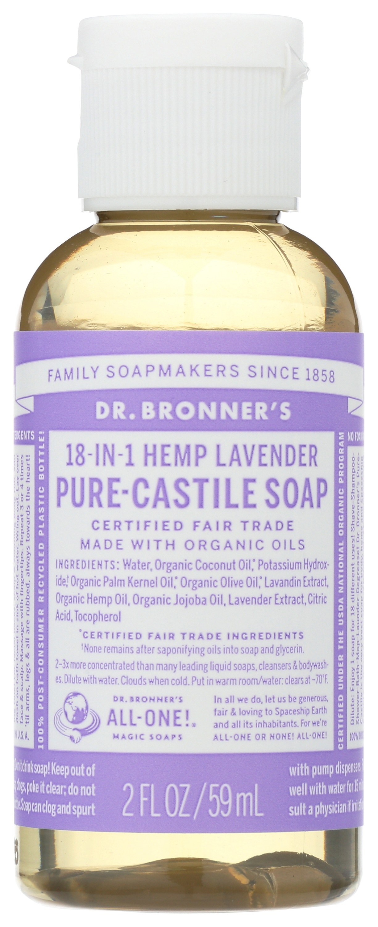 Dr. Bronner's Organic Hemp Pure Castile Soap, Lavender Carewell