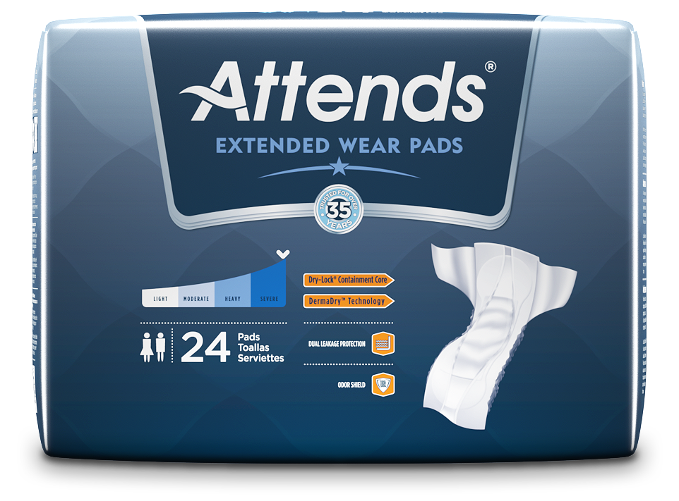 Attends Extended Wear Pads Overnight Carewell