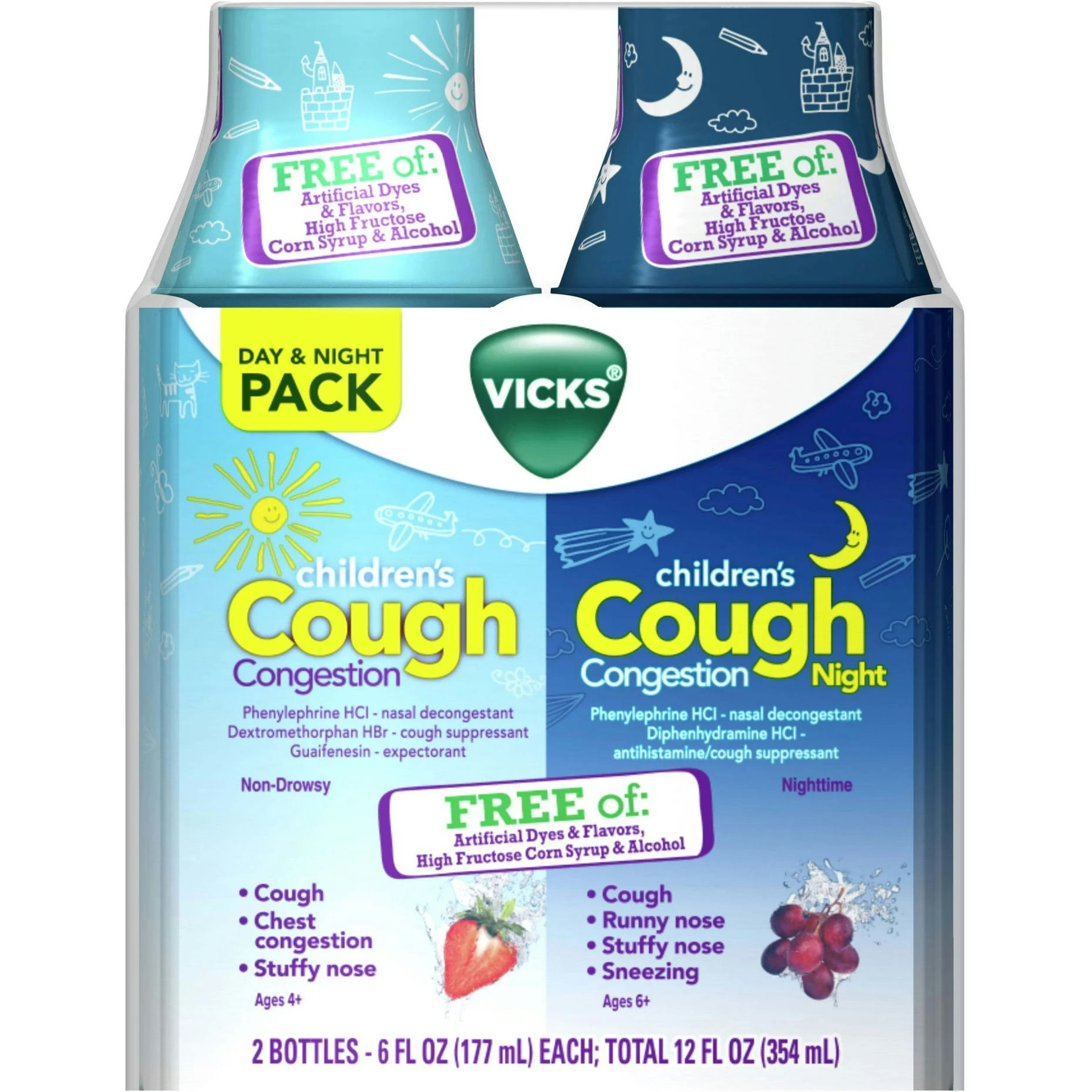 Vicks Children's Cold & Cough Day and Night, Combo Pack Carewell