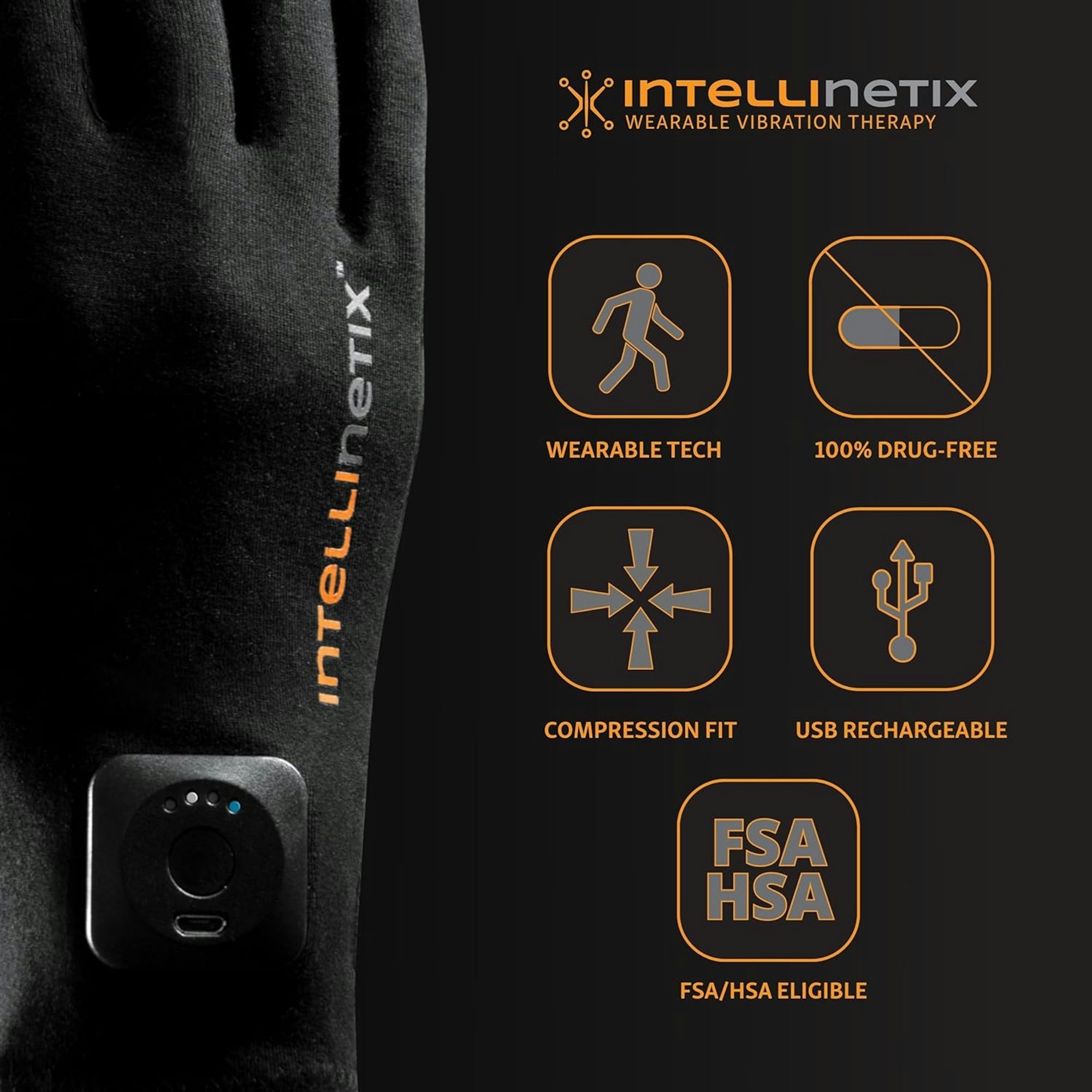 intellinetix wearable vibration therapy gloves Intellinetix Vibration Therapy Glove for Arthritis and Pain Relief