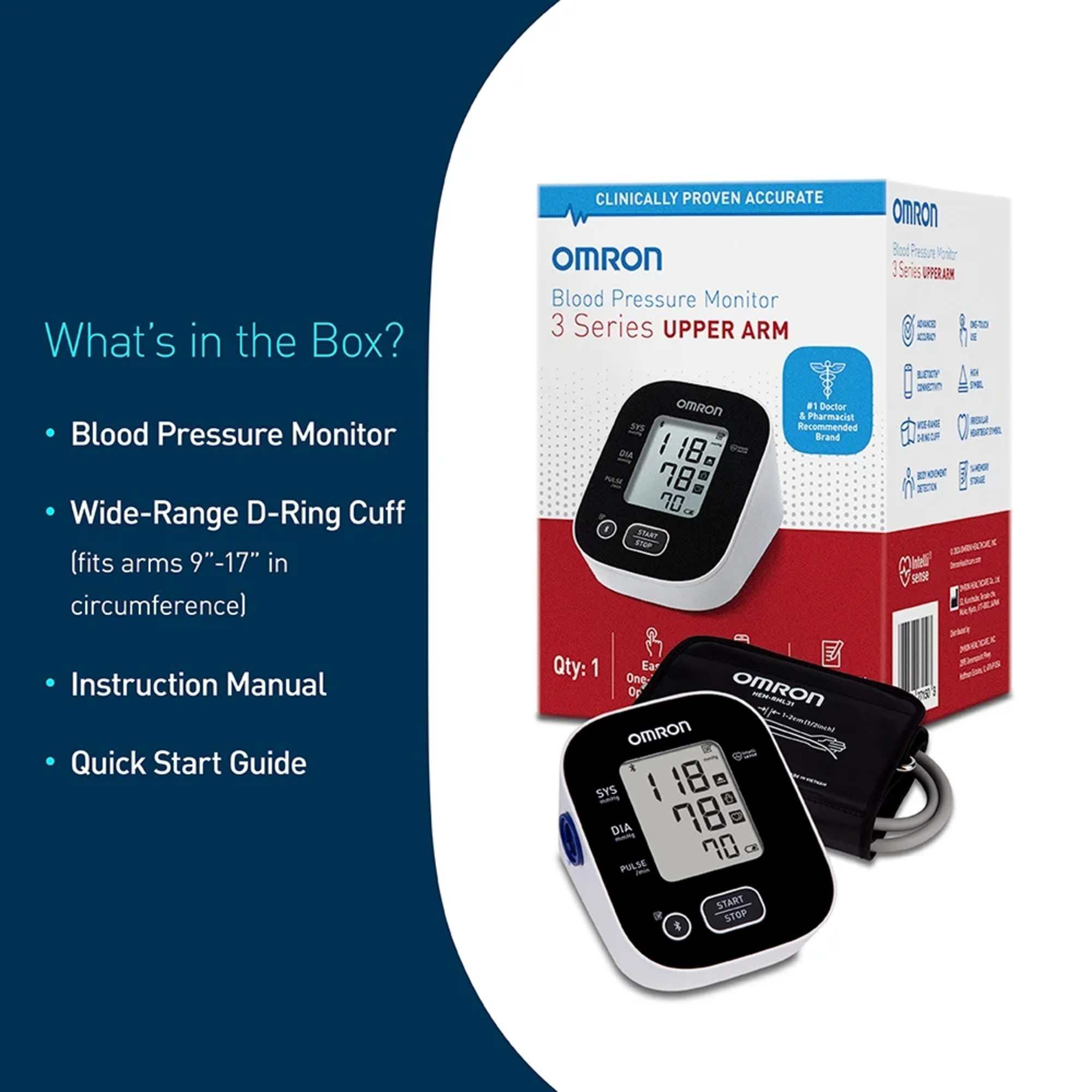 OMRON 3-Series Upper Arm Blood Pressure Monitor | Carewell