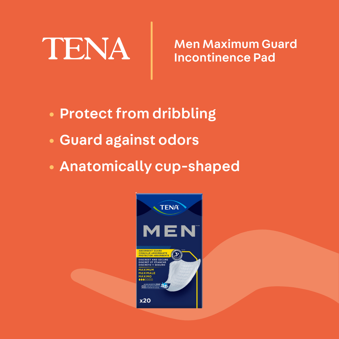 TENA Men Absorbent Guard, Maximum Bladder Control Pad for Adults,  Disposable, Dry-Fast Core, 8 in. - Simply Medical