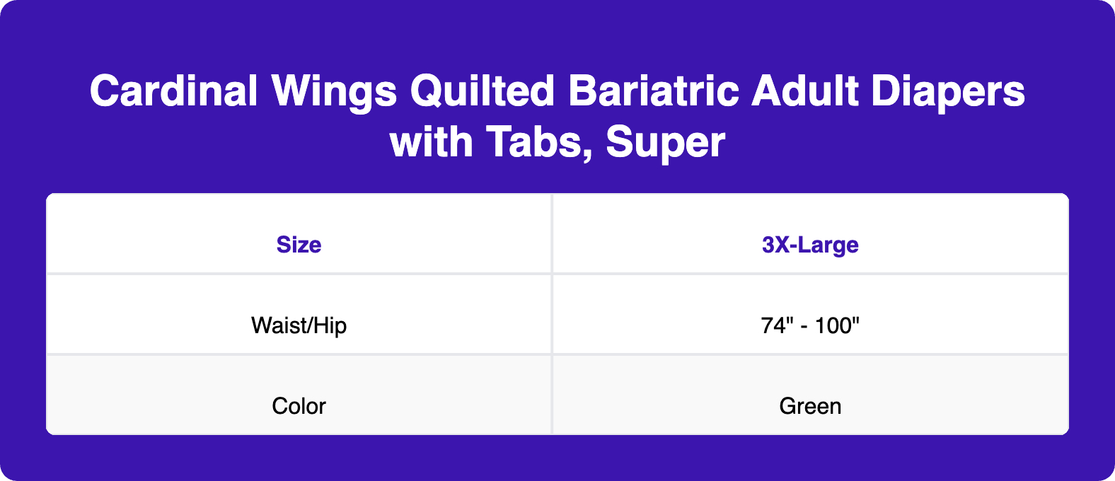 Wings Super Bariatric Quilted Adult Briefs with BreatheEasy