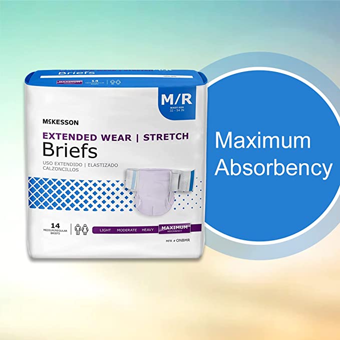 McKesson Extended Wear Stretch Briefs with Tabs, Maximum