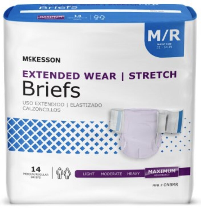 McKesson Extended Wear Stretch Briefs with Tabs, Maximum