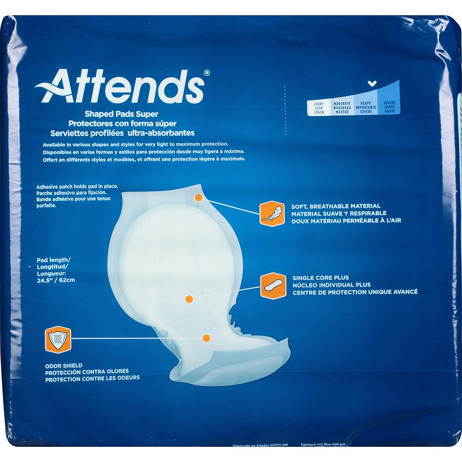 Large shaped incontinence pads