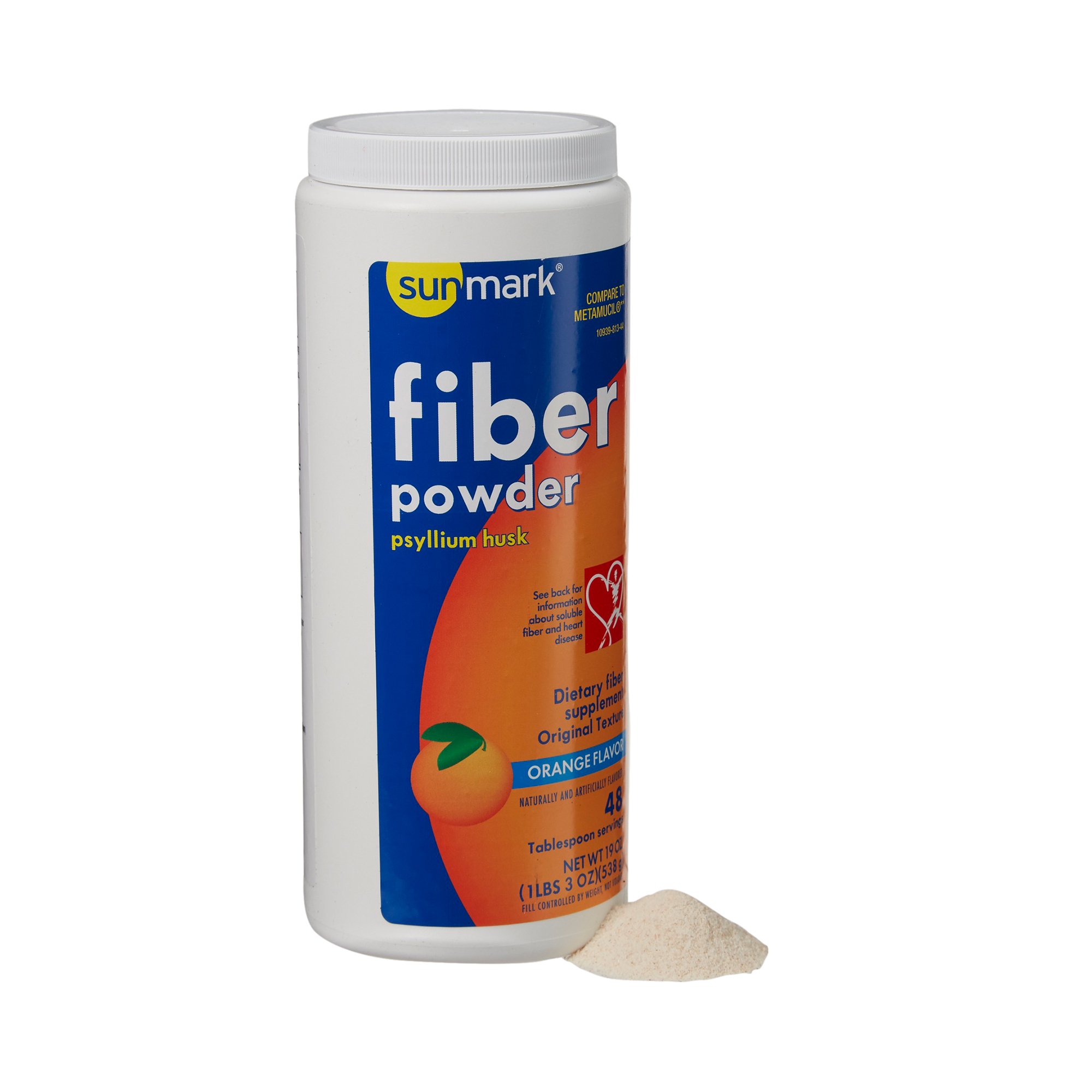 sunmark Fiber Powder Smooth Texture Psyllium Husk Powder, Orange Flavor