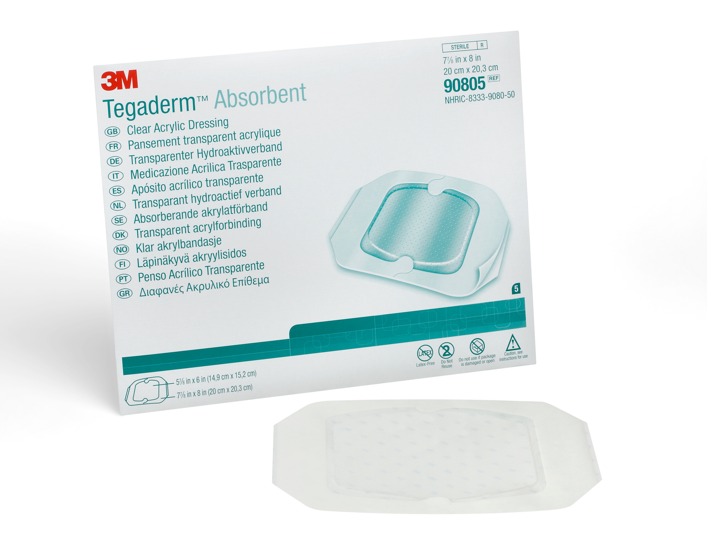 3M Tegaderm Absorbent Clear Acrylic Dressing, 77/8 X 8" Carewell