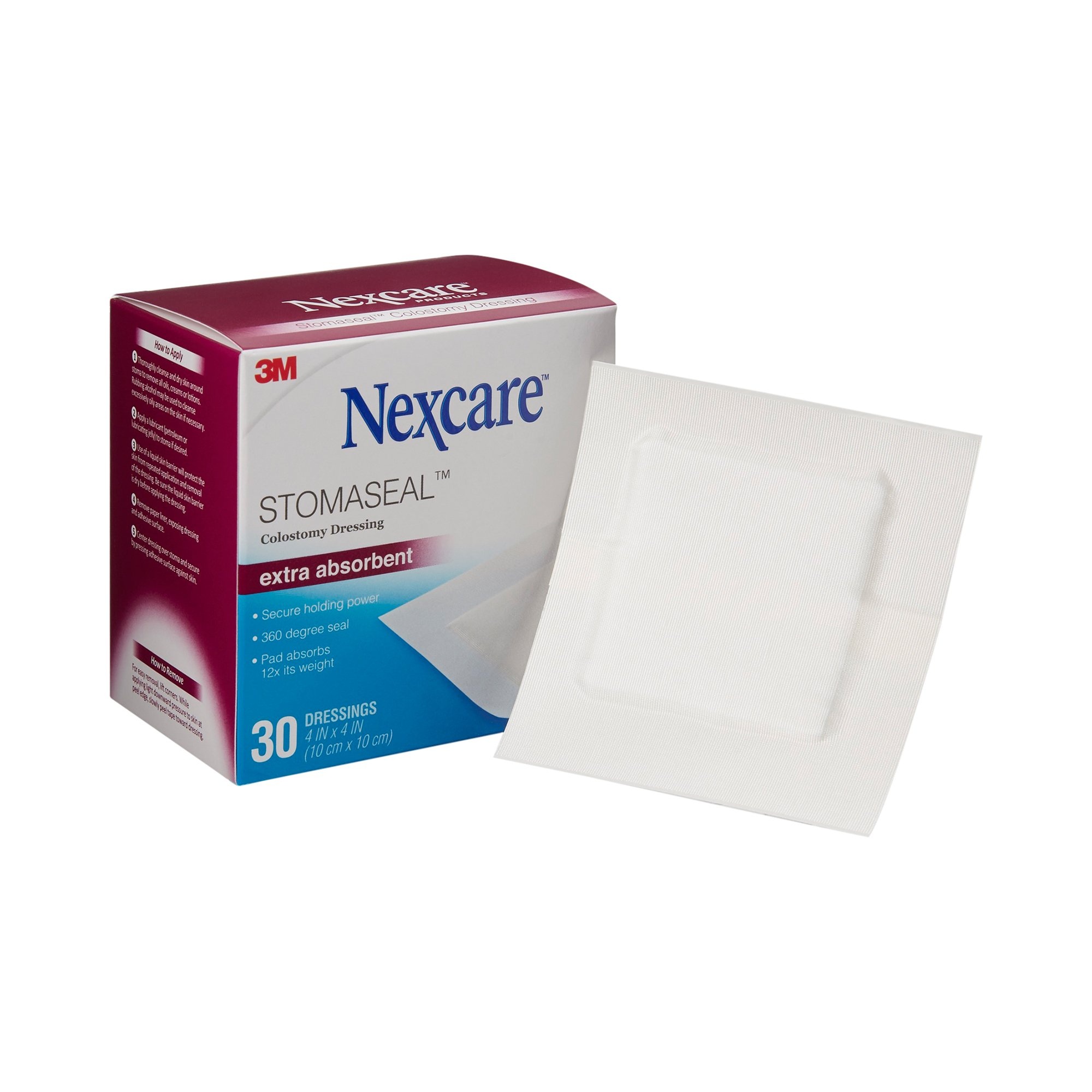 3M Nexcare Stomaseal Extra Absorbent Colostomy Dressing, 4 X 4" Carewell