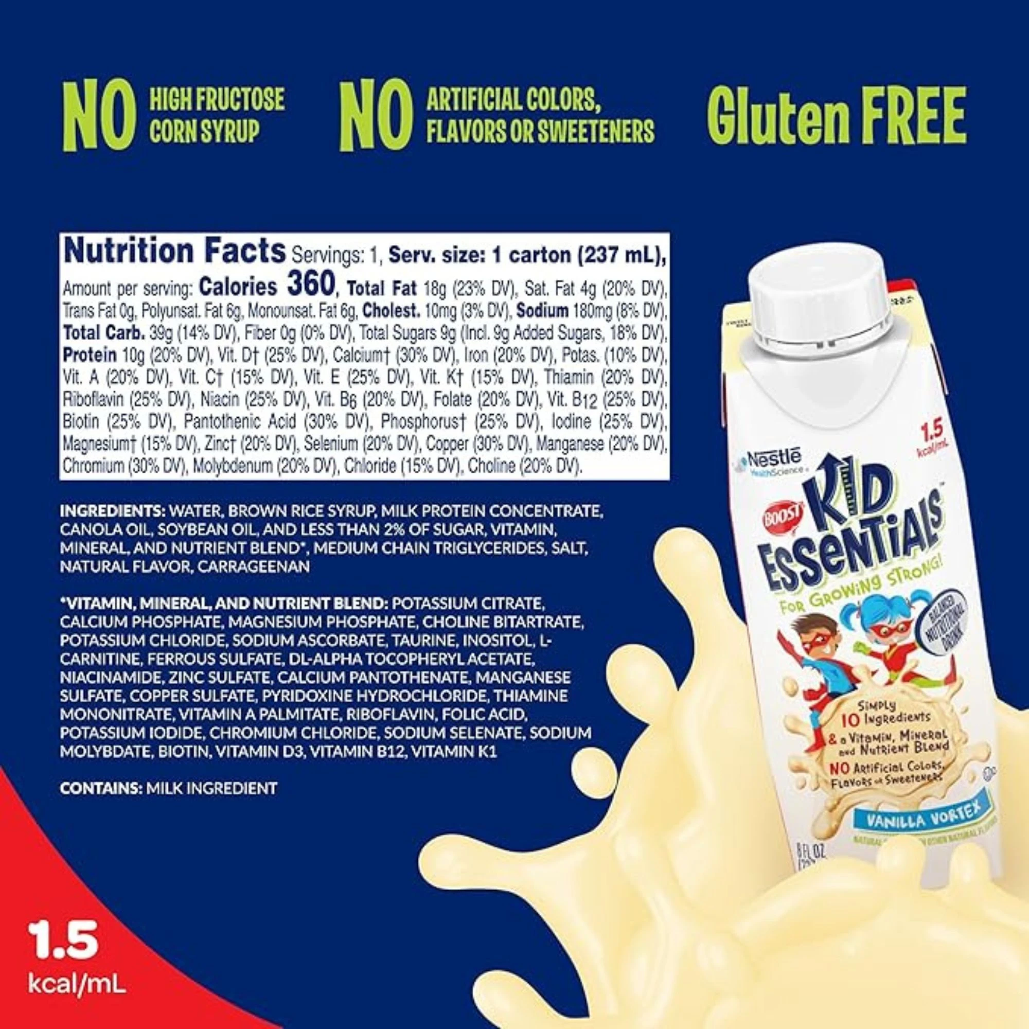 Boost Kid Essentials 1.5 Oral Supplement/Tube Feeding, Vanilla, 8 oz.
