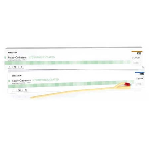 Straight Foley McKesson Hydrophilic Coated Foley Catheter, Straight Tip, 5 cc