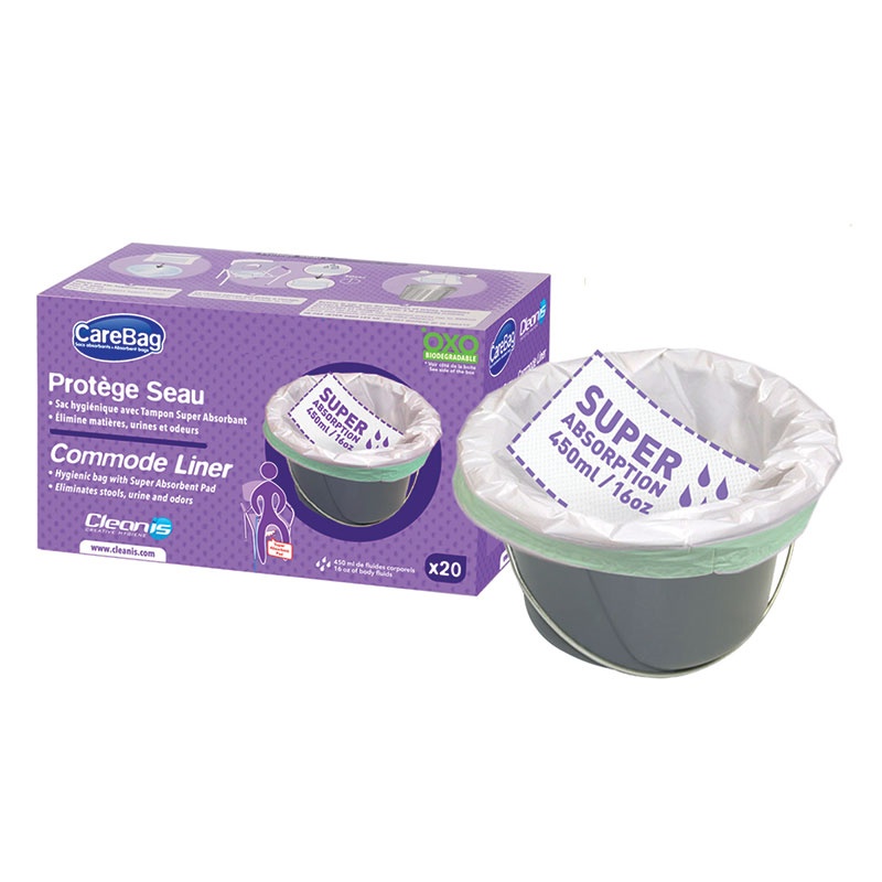 Carebag Commode Pail Liner with Super Absorbent Pad Carewell