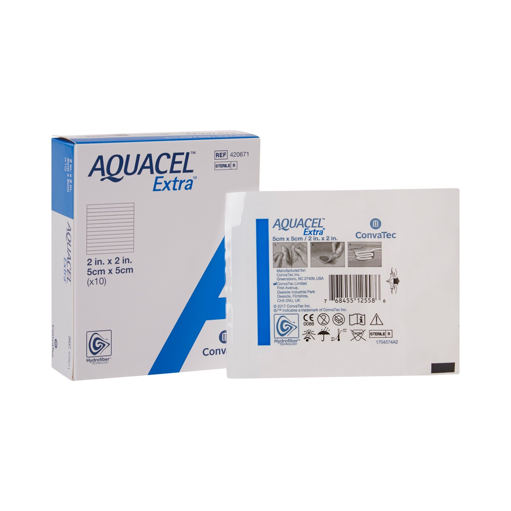 Aquacel Extra Hydrofiber Dressing, 2 X 2" Carewell