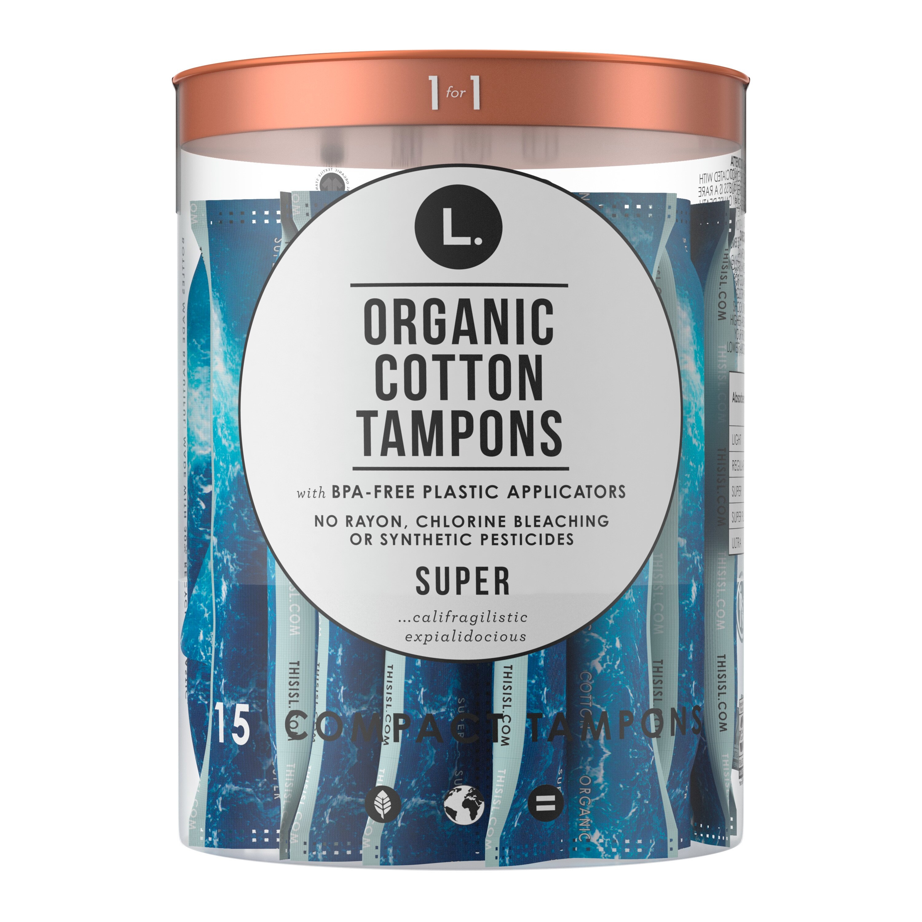 L. Organic Cotton Tampons, Super Absorbency Carewell