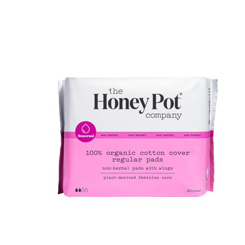 The Honey Pot Non Herbal Pads with Wings, Regular Absorbency Carewell