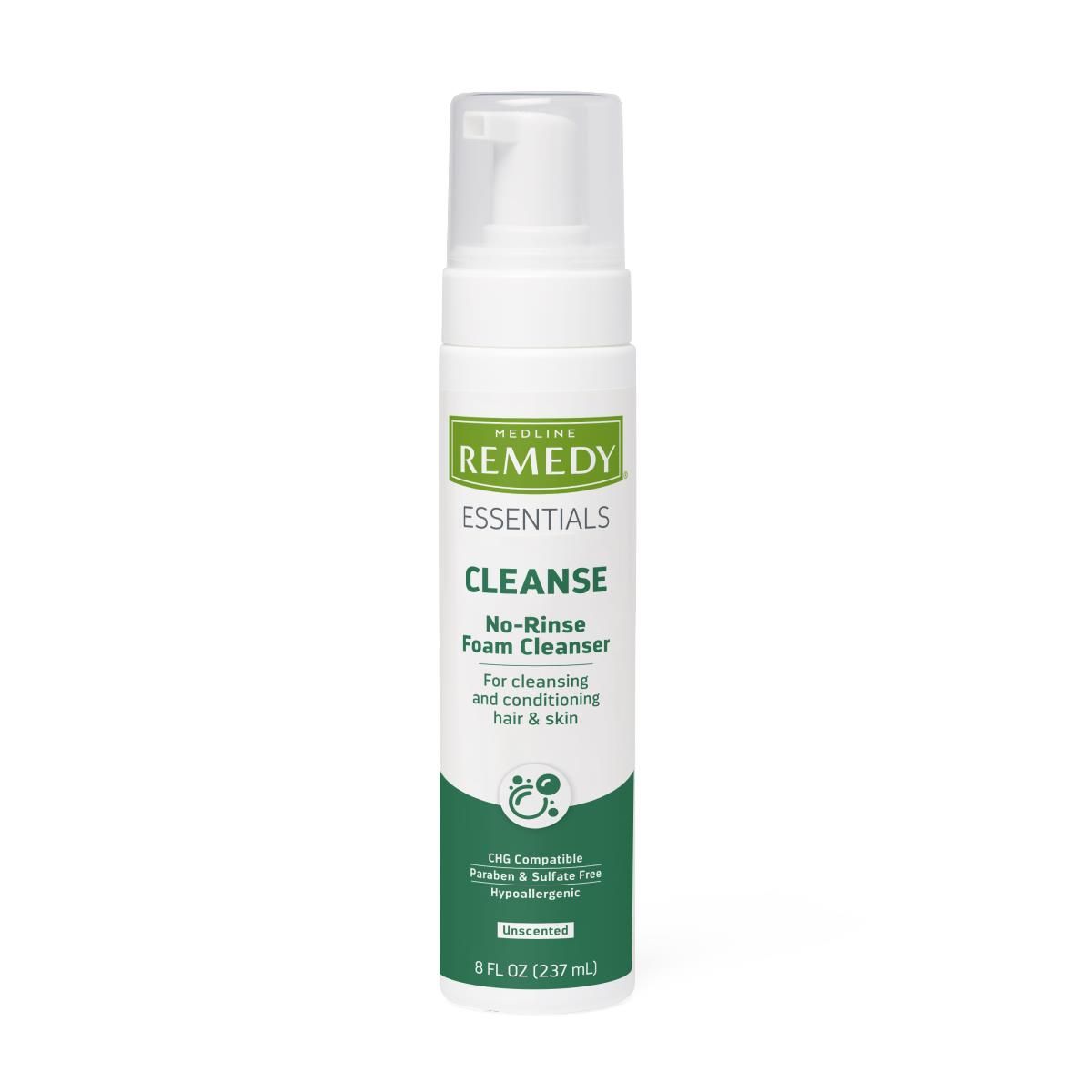 Medline Remedy Essentials No-Rinse Foam Cleanser, Pump Bottle