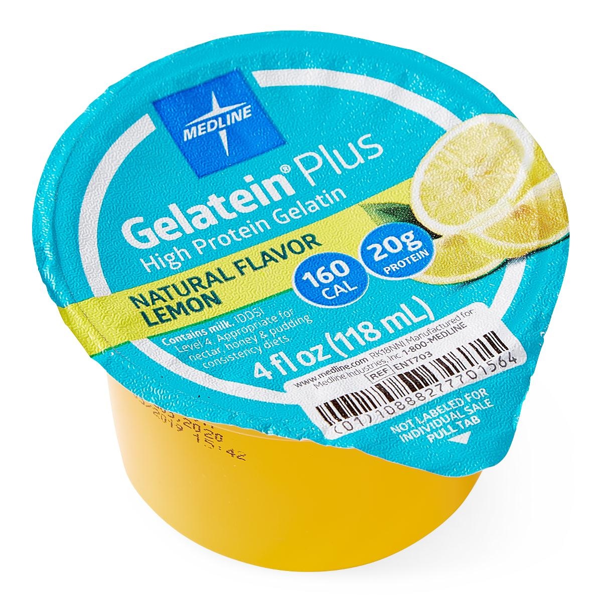 Medline Gelatein Plus High Protein Supplement, Lemon Flavor, 4oz