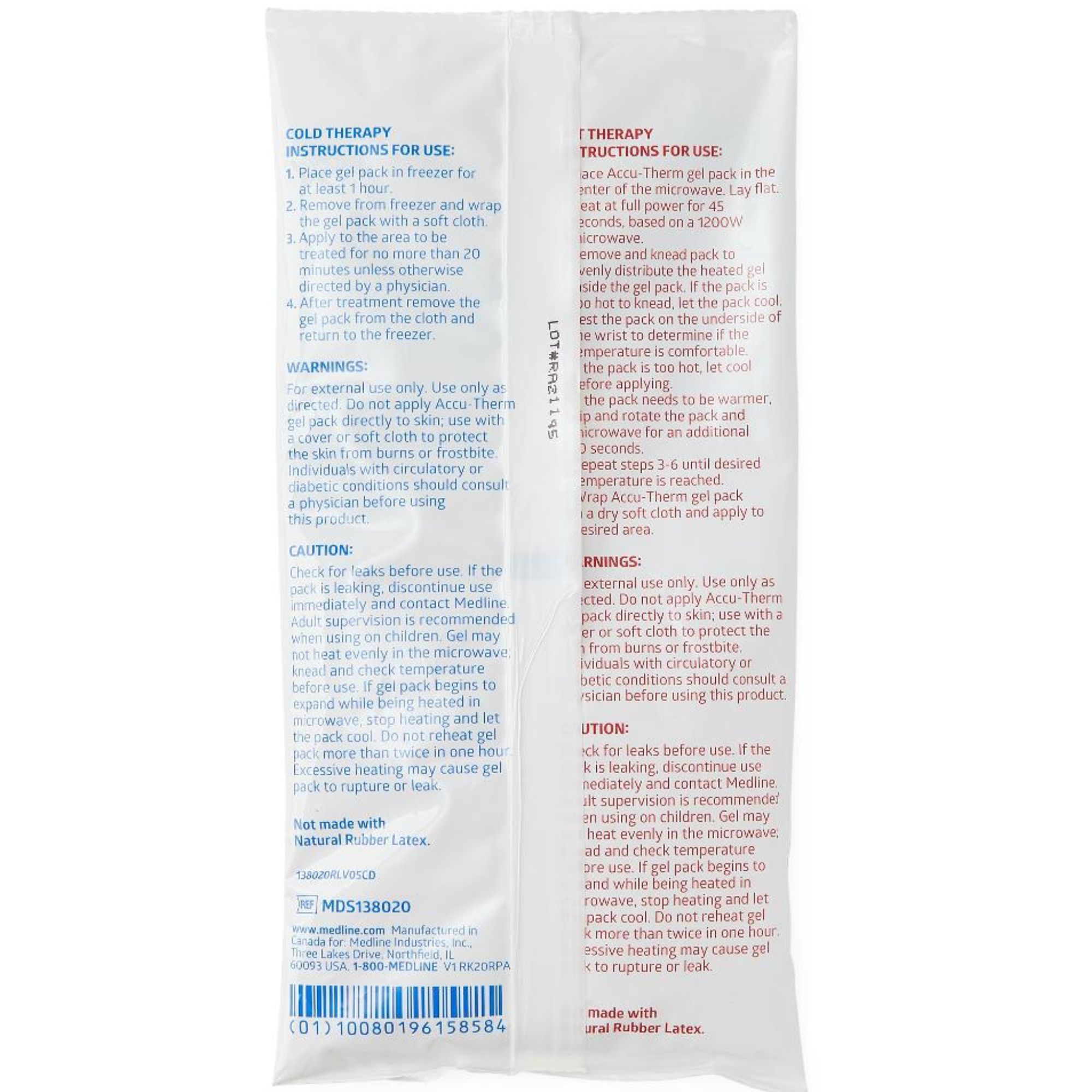 Medline Accu-Therm Hot / Cold Gel Packs10" X 12" - Case of 12