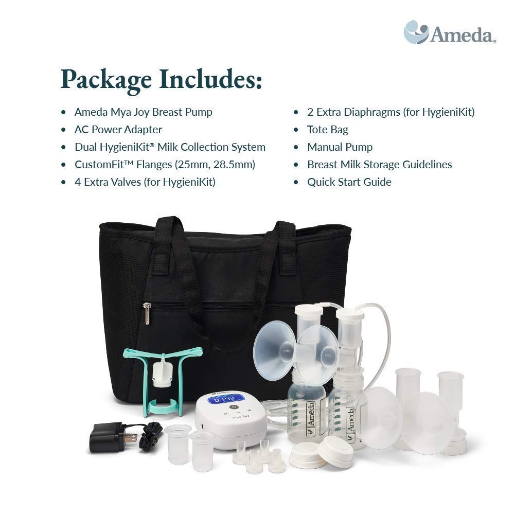Ameda Mya Joy Double Electric Breast Pump with Tote and Accessories Carewell
