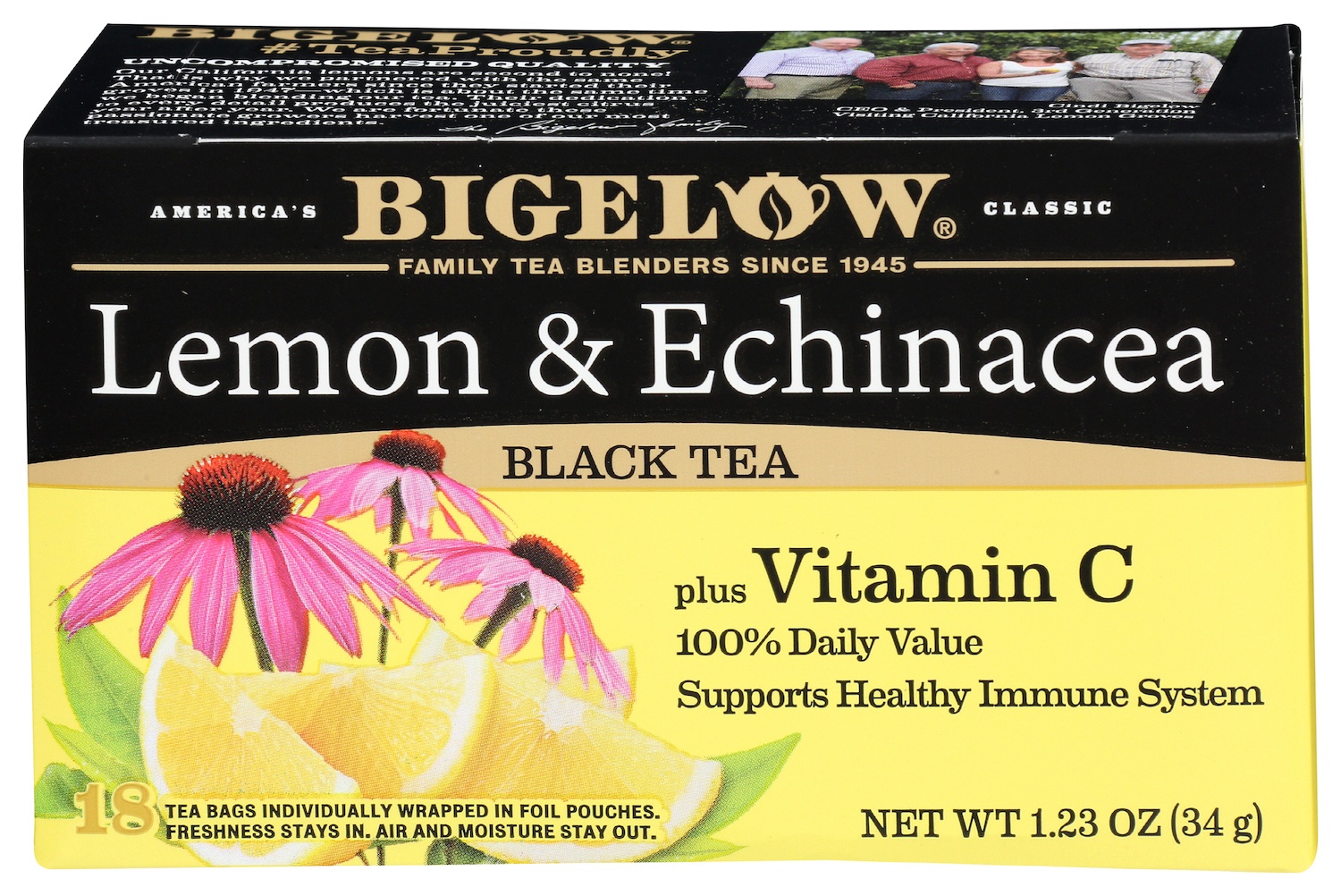 Bigelow Lemon Echinacea Black Tea Plus Vitamin C Carewell